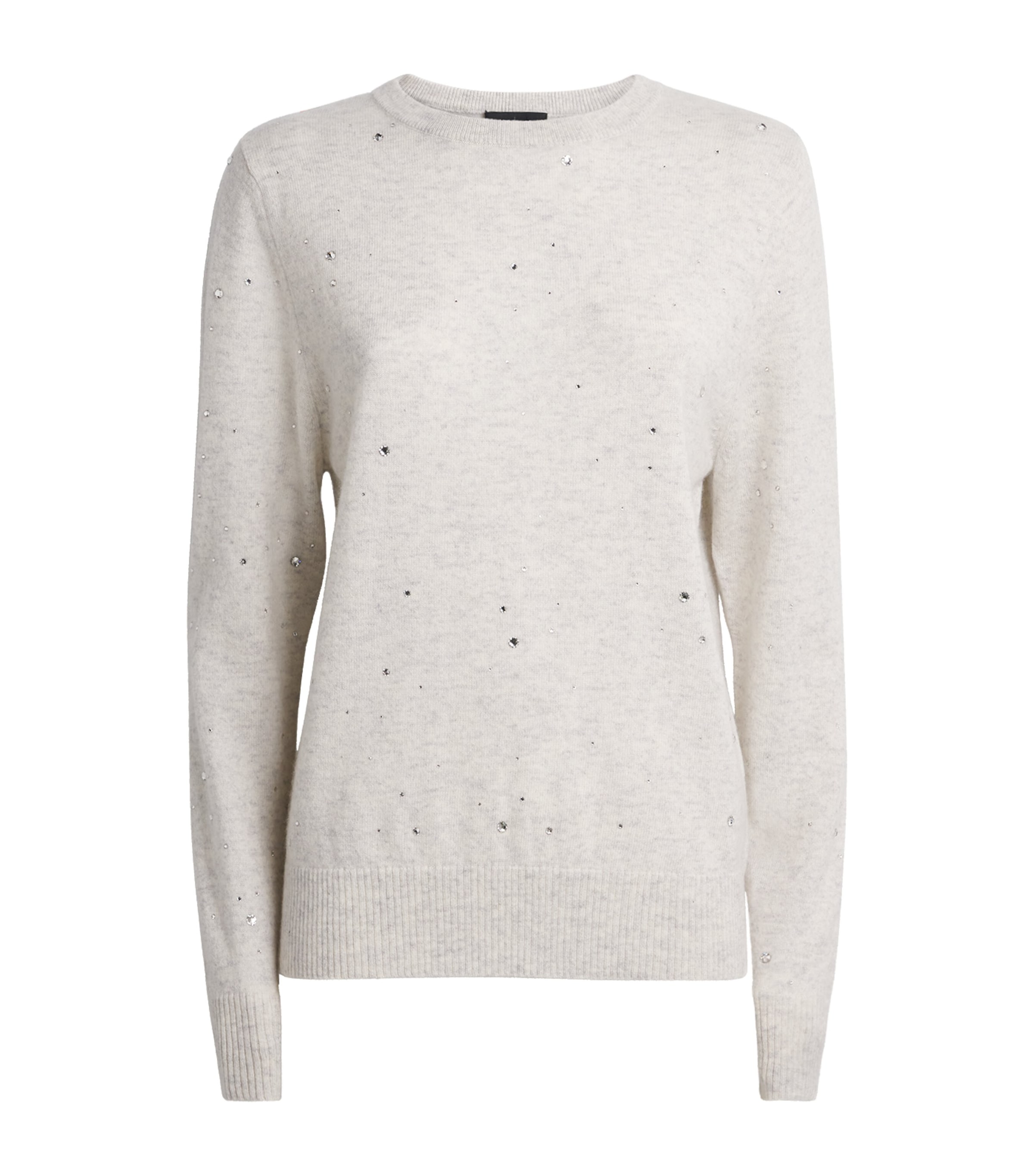 William Sharp Cashmere Swarovski Crystal-embellished Sweater In Gray