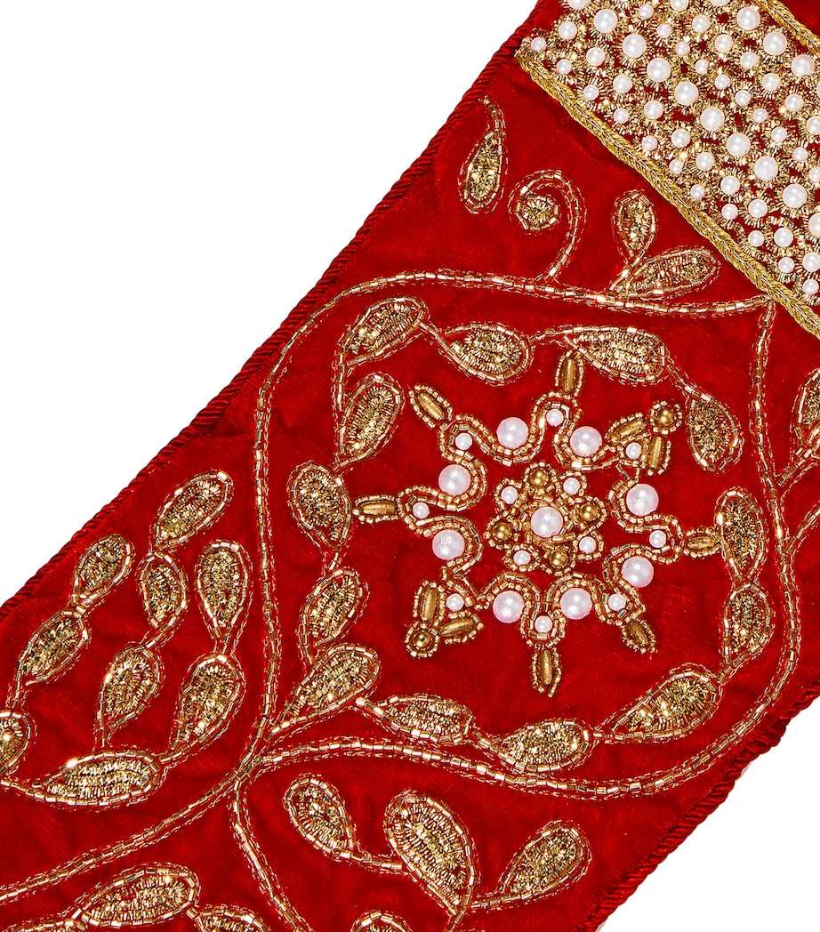 Velvet Pearl-Border Stocking RED Image 2