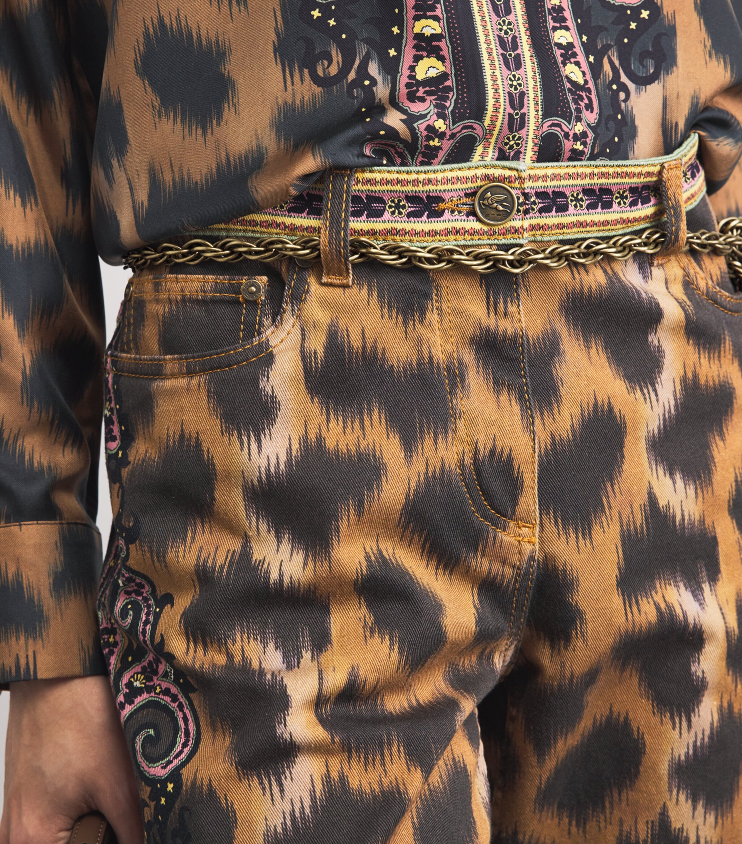 Etro Womens Printed Wide-Leg Jeans Image 3