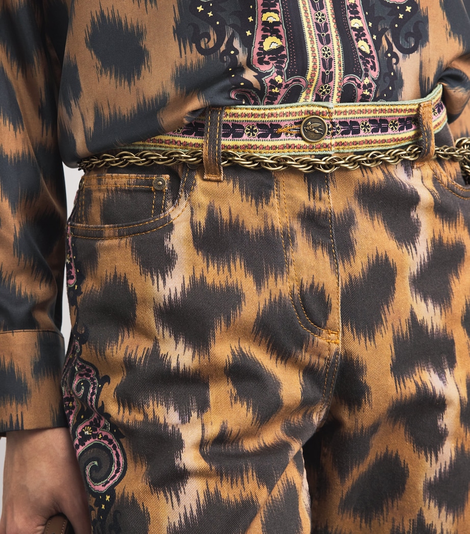 Etro Womens Printed Wide-Leg Jeans Image 3