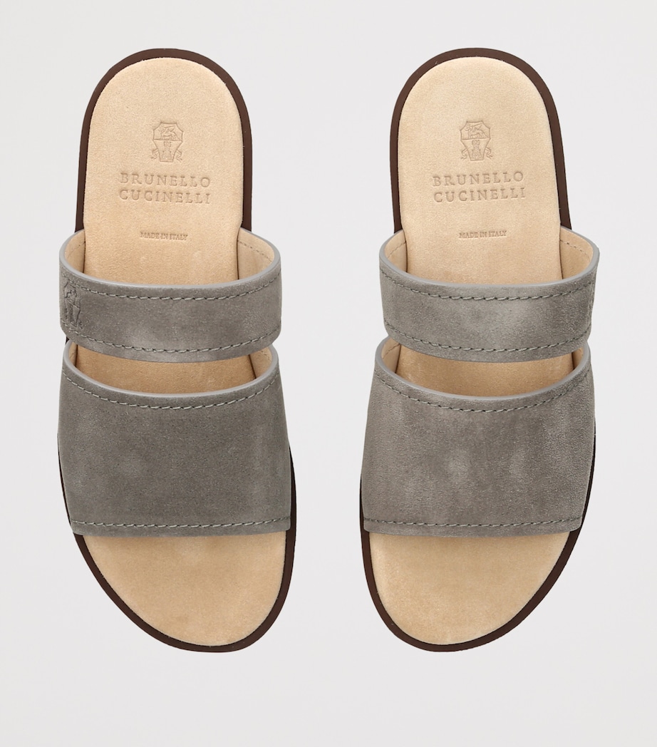 Brunello Cucinelli Leather Slides Grey Image 4