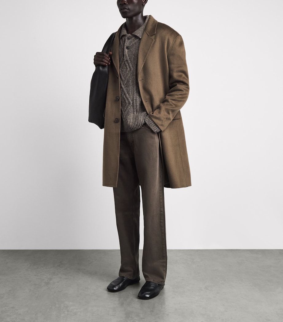 FRAME Mens Wool Overcoat Soft Taupe Image 2
