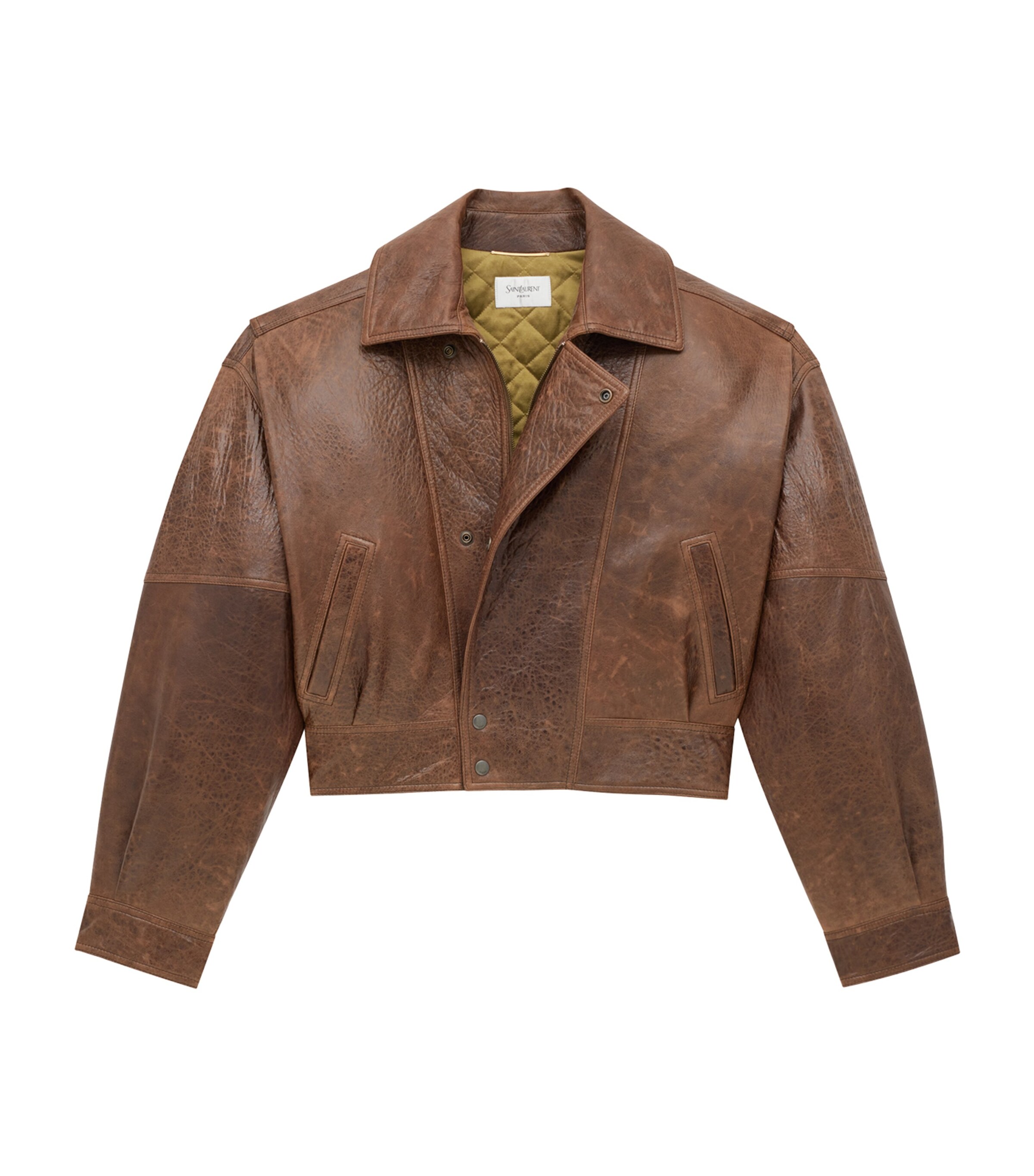 Saint Laurent Womens Leather Cropped Jacket Image 2