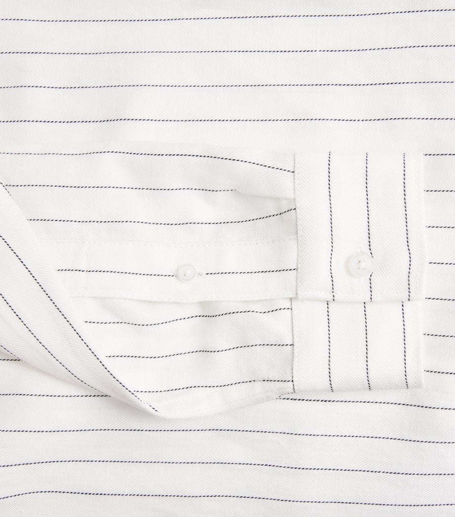 PAIGE Mens Linen-Blend Stripe Shirt Storm Stripe Image 6