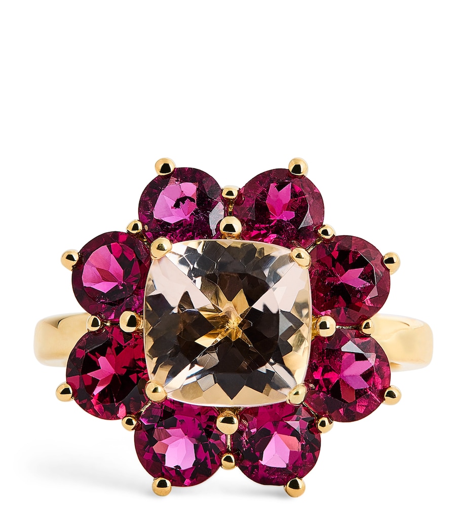 Yellow Gold and Rubellite Flower Ring YELLOW GOLD Image 1