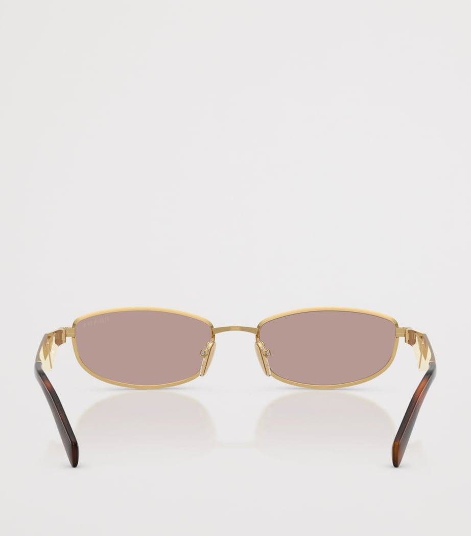 Prada Metal Oval Sunglasses Gold Image 4