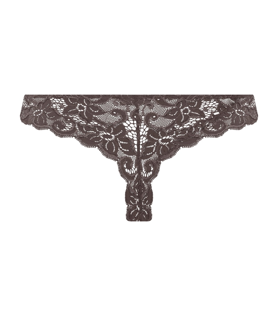Hanro Womens Lace Moments Thong Dark Mocha Image 3