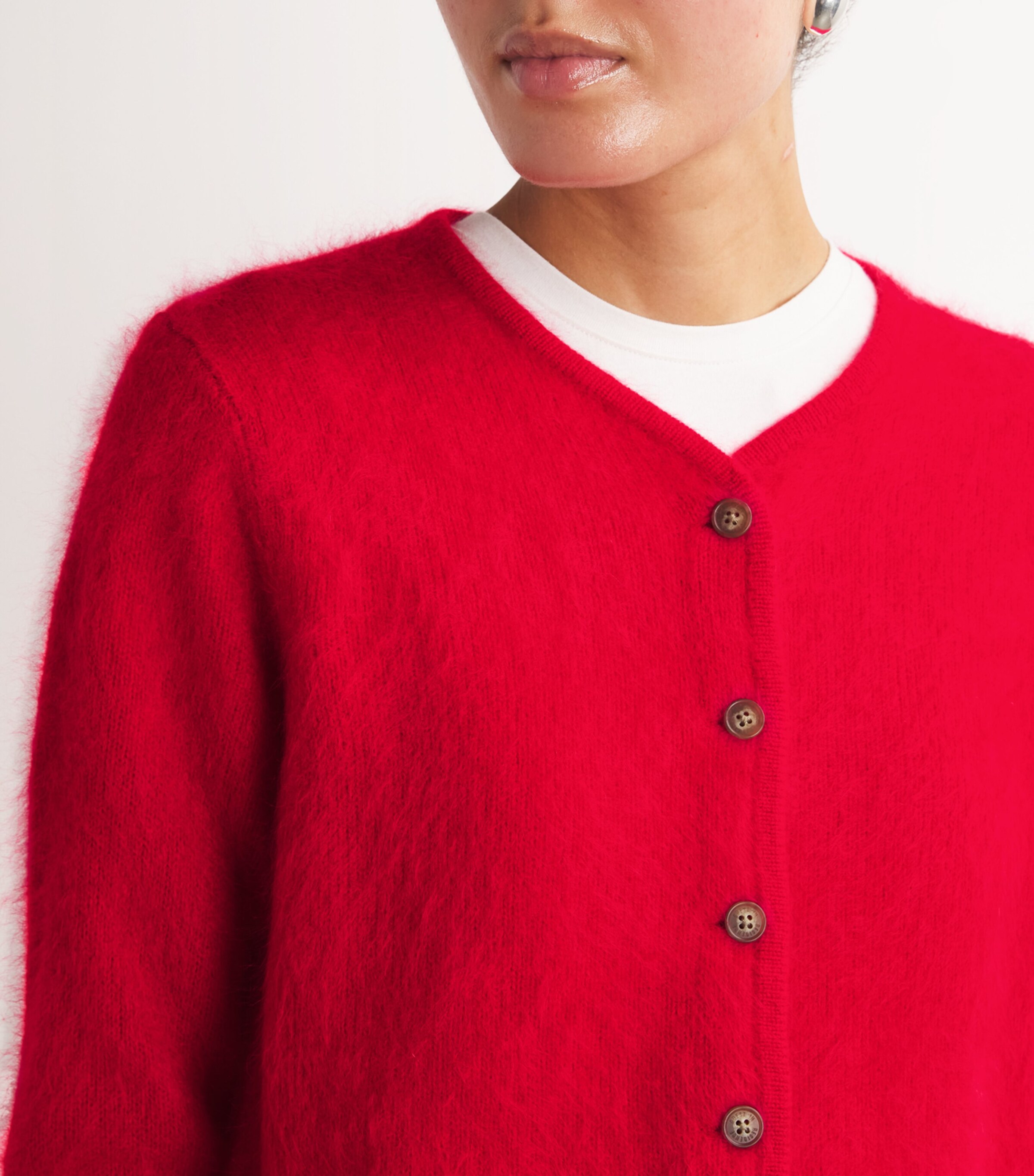 Guest In Residence Womens Cashmere Grizzly Cardigan True Red Image 6