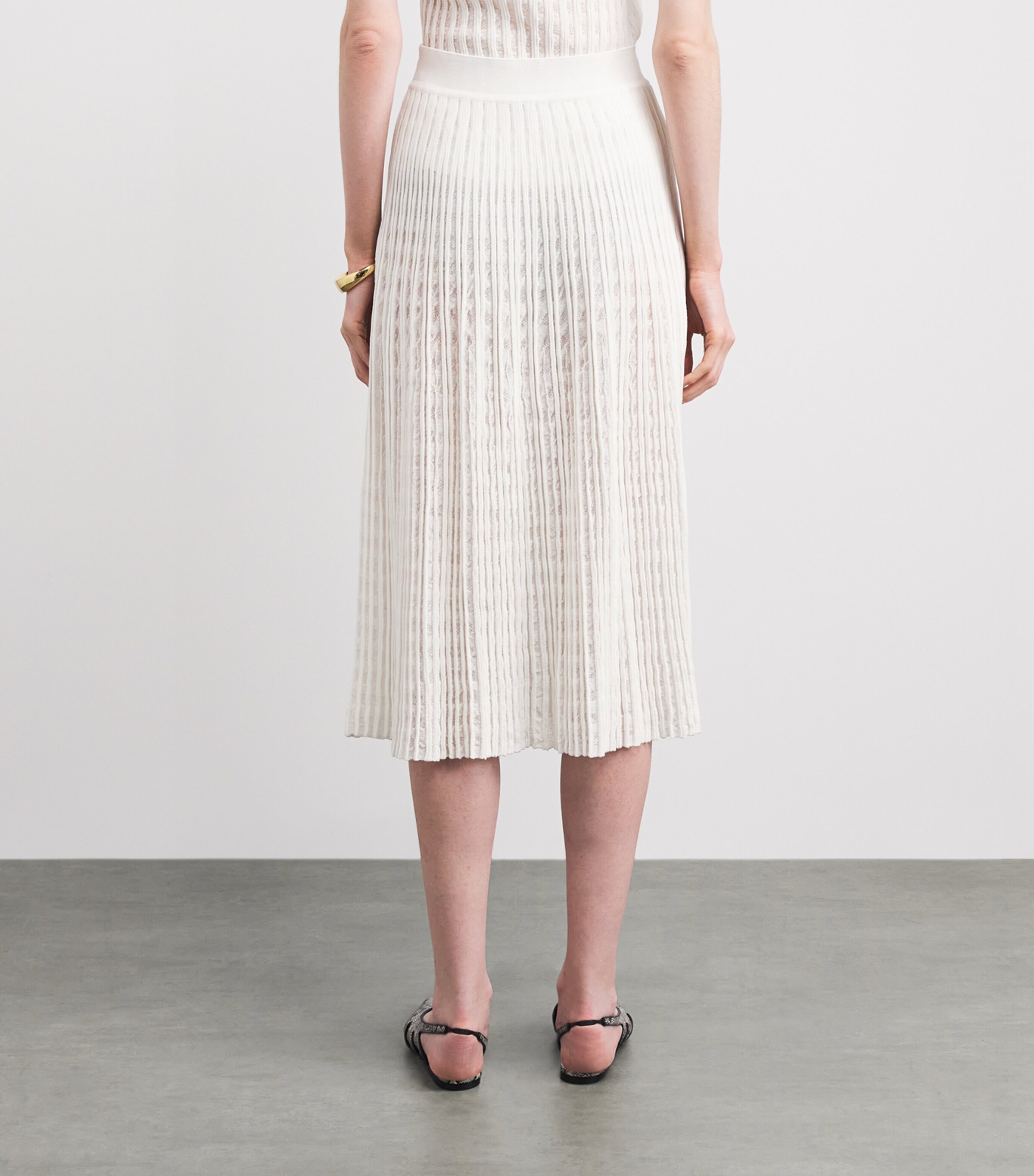 VALENTI Womens Organic Cotton-Blend Pleated Midi Skirt White Image 5
