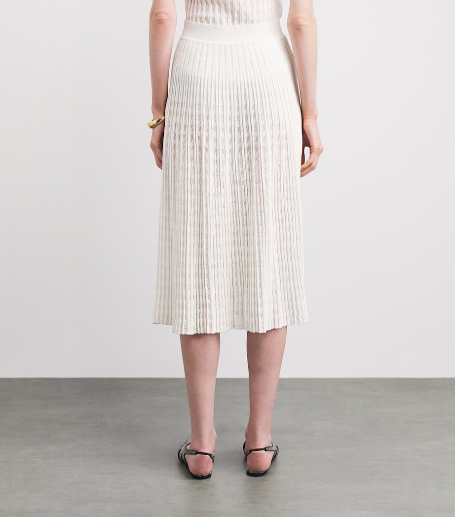 VALENTI Womens Organic Cotton-Blend Pleated Midi Skirt White Image 5