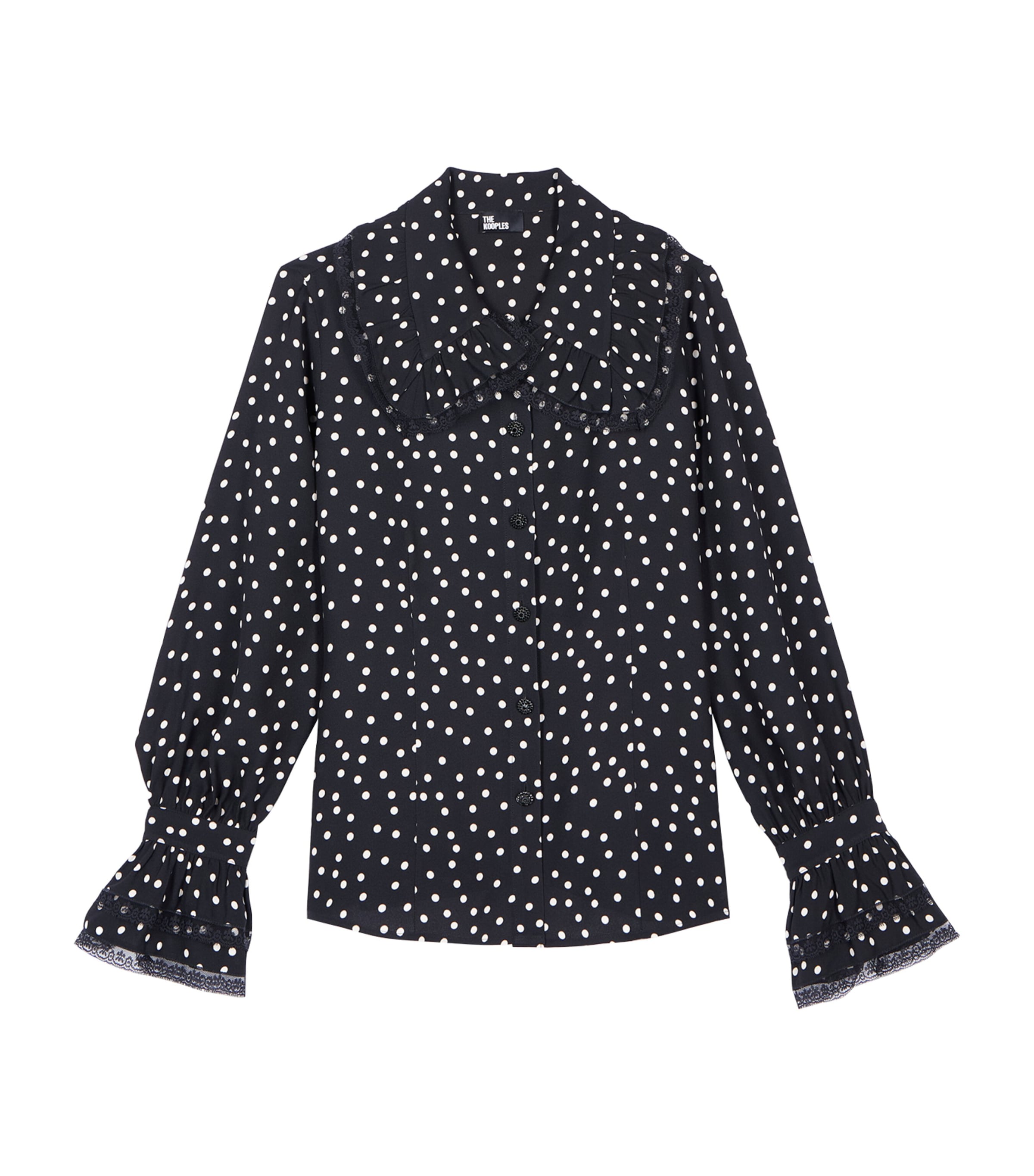 Shop The Kooples Polka-dot Shirt In Black