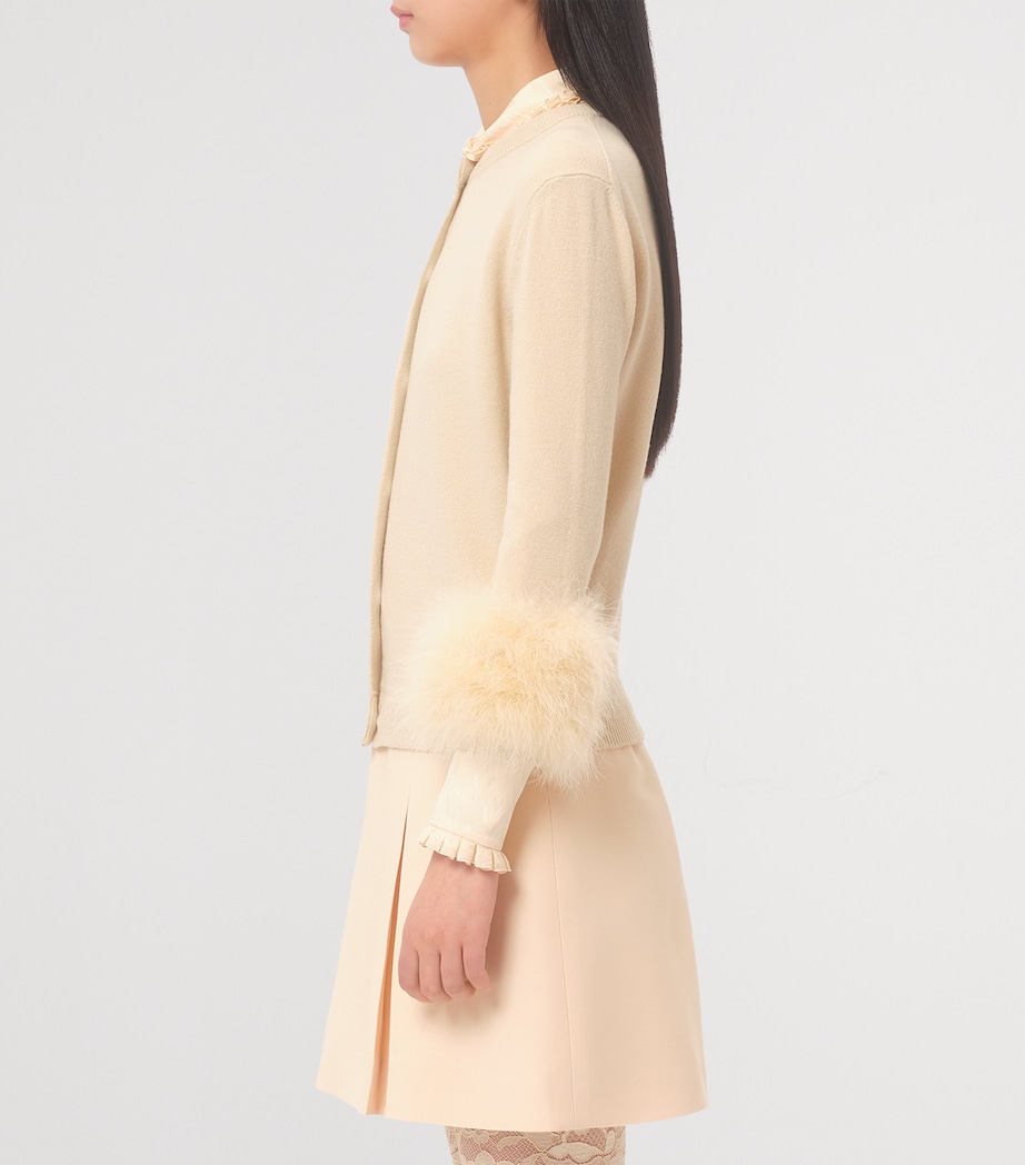 Wool Feather-Trim Cardigan ET5 Image 2