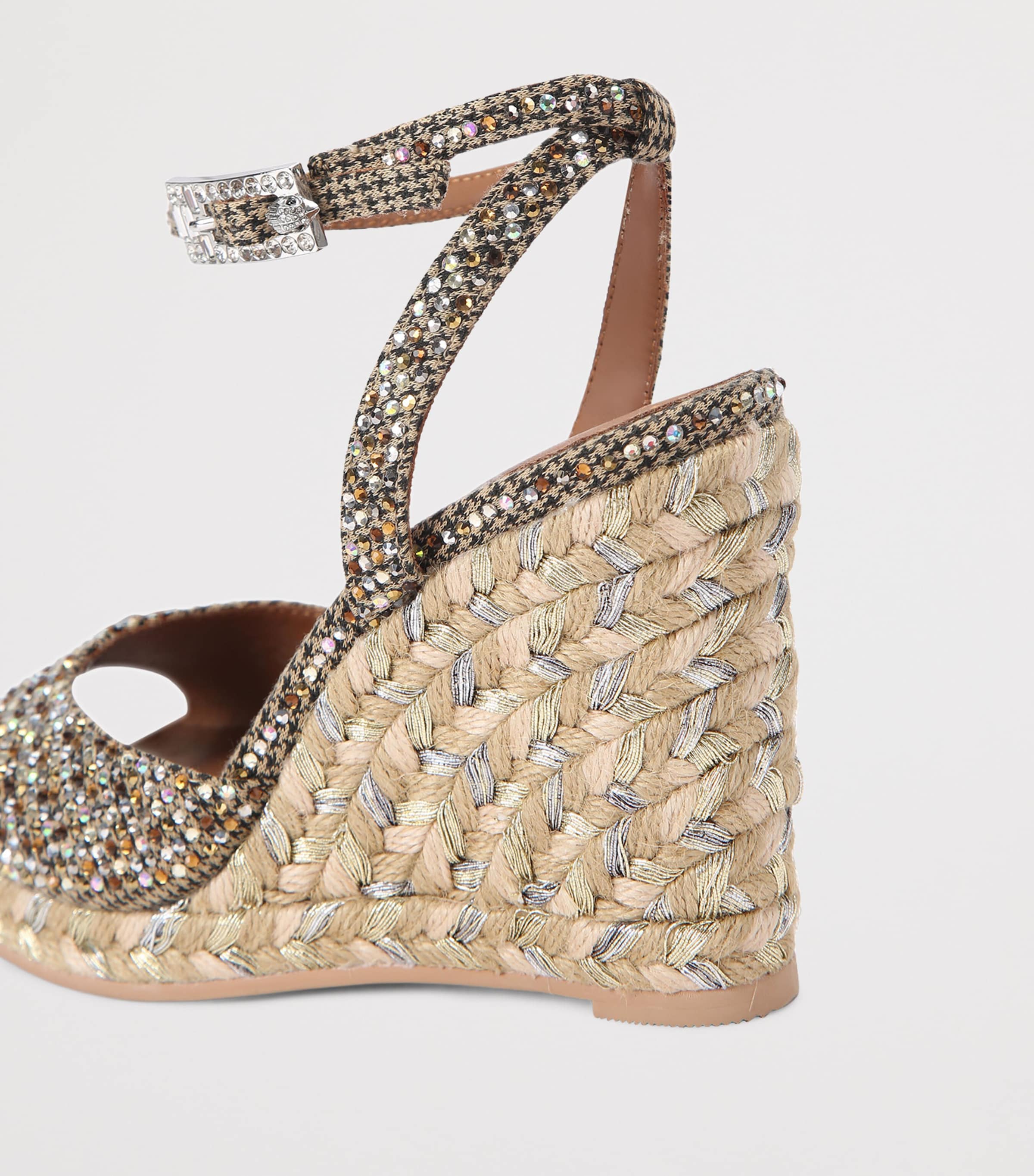 Kurt Geiger London Embellished Wedge Sandals Beige Comb Image 3