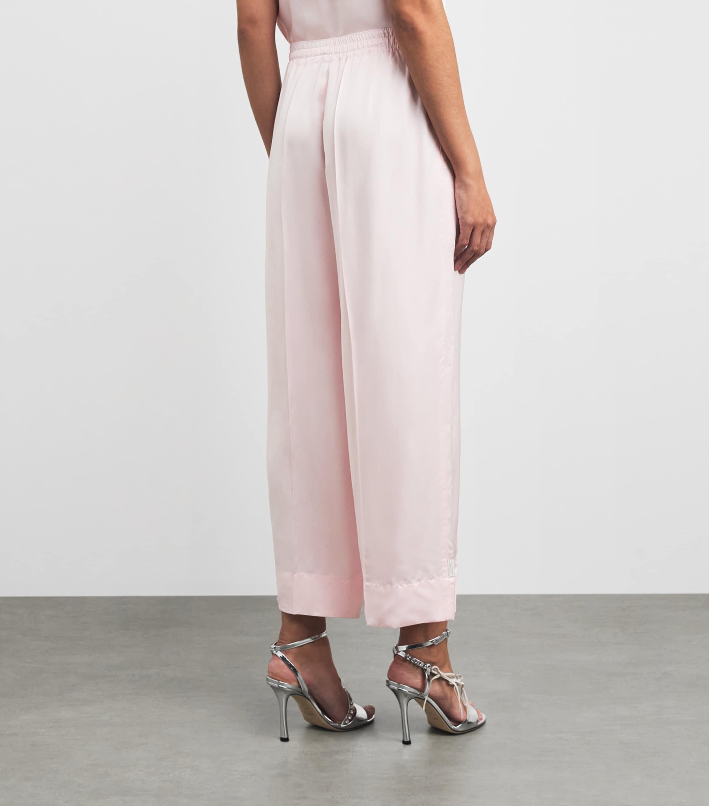 Sandro Paris Womens Satin Wide-Leg Trousers Light Pink Image 5