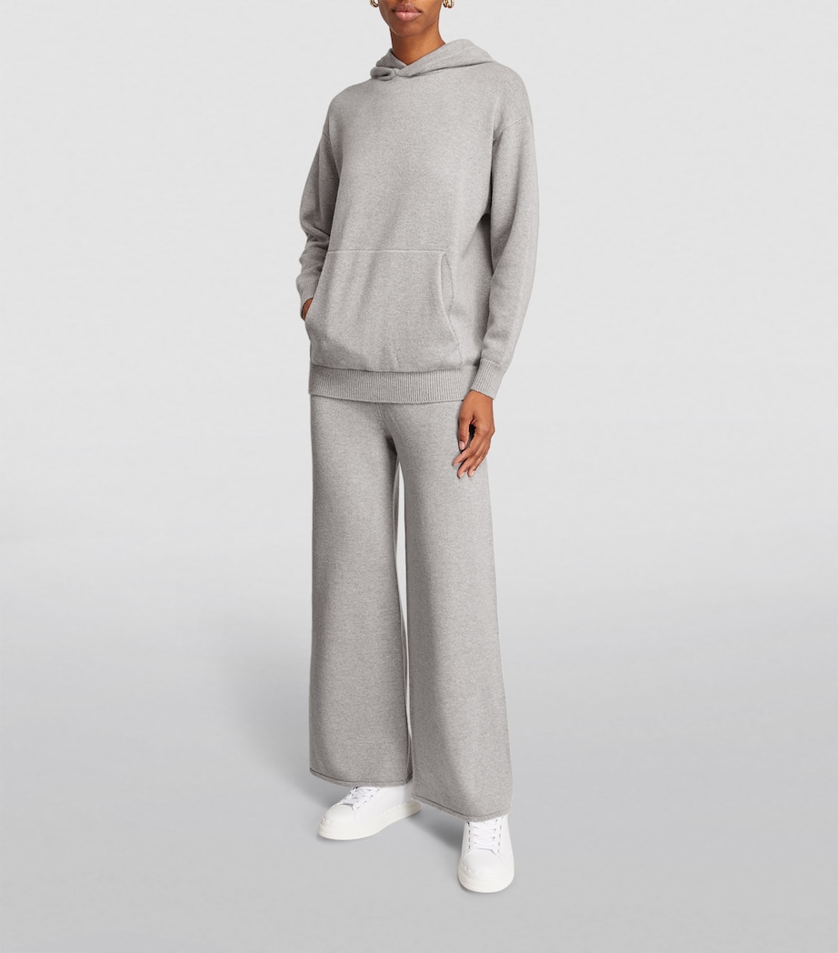 Harrods Womens Cashmere Hoodie Pale Grey Marl Image 2