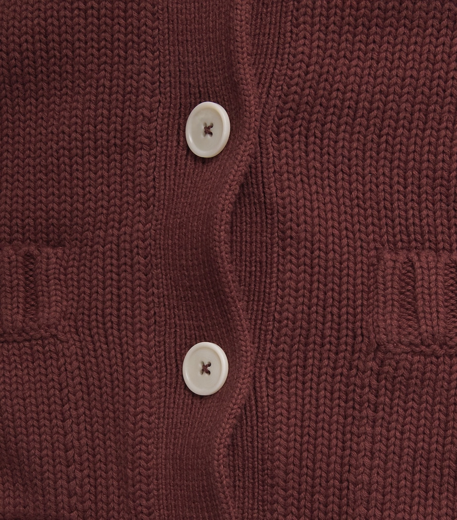 ME+EM Womens Cotton Cropped Cardigan Cinnamon Brown Image 6