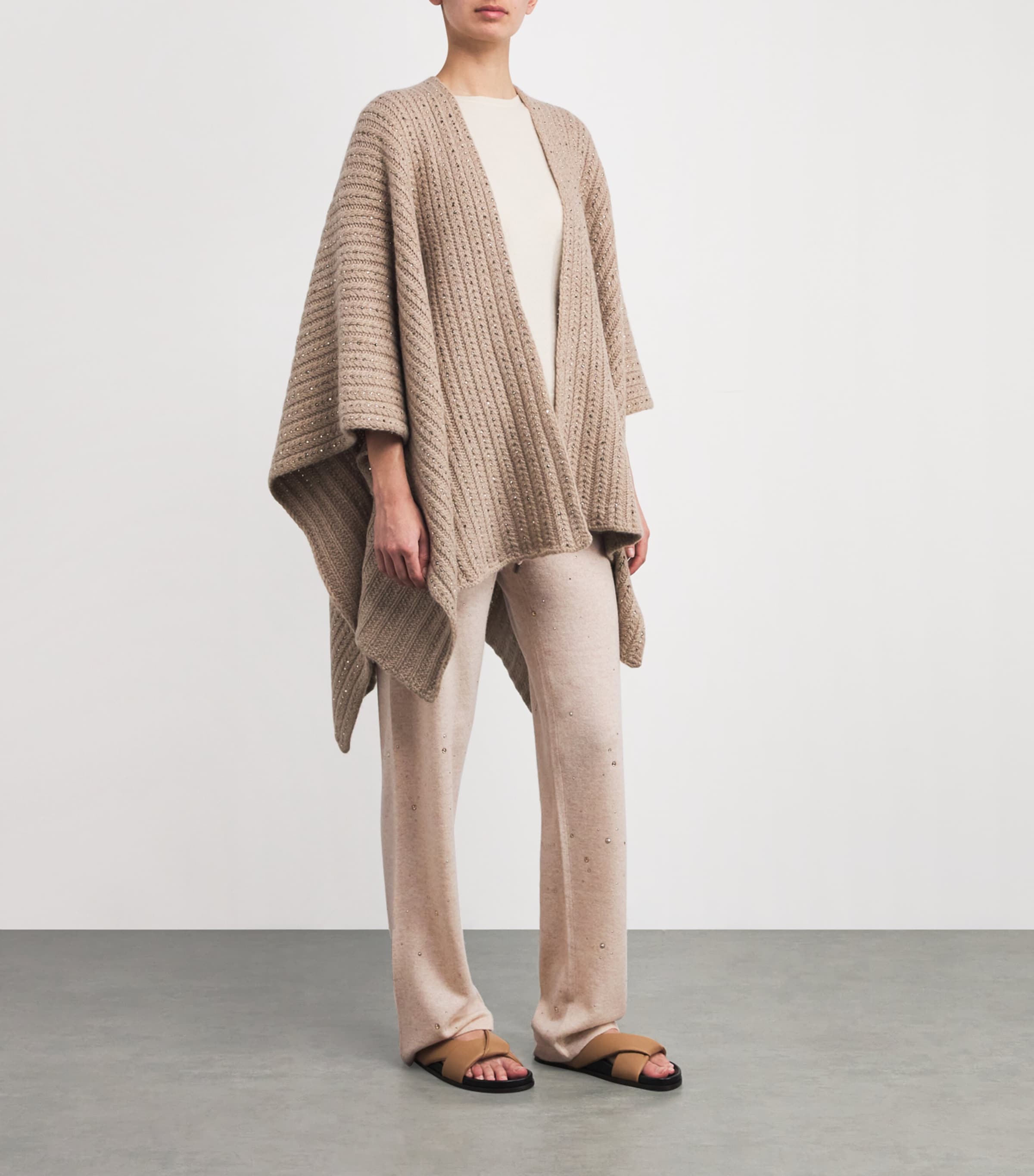 Cashmere Crystal-Embellished Sweatpants 001 GSHA BISCUI Image 2