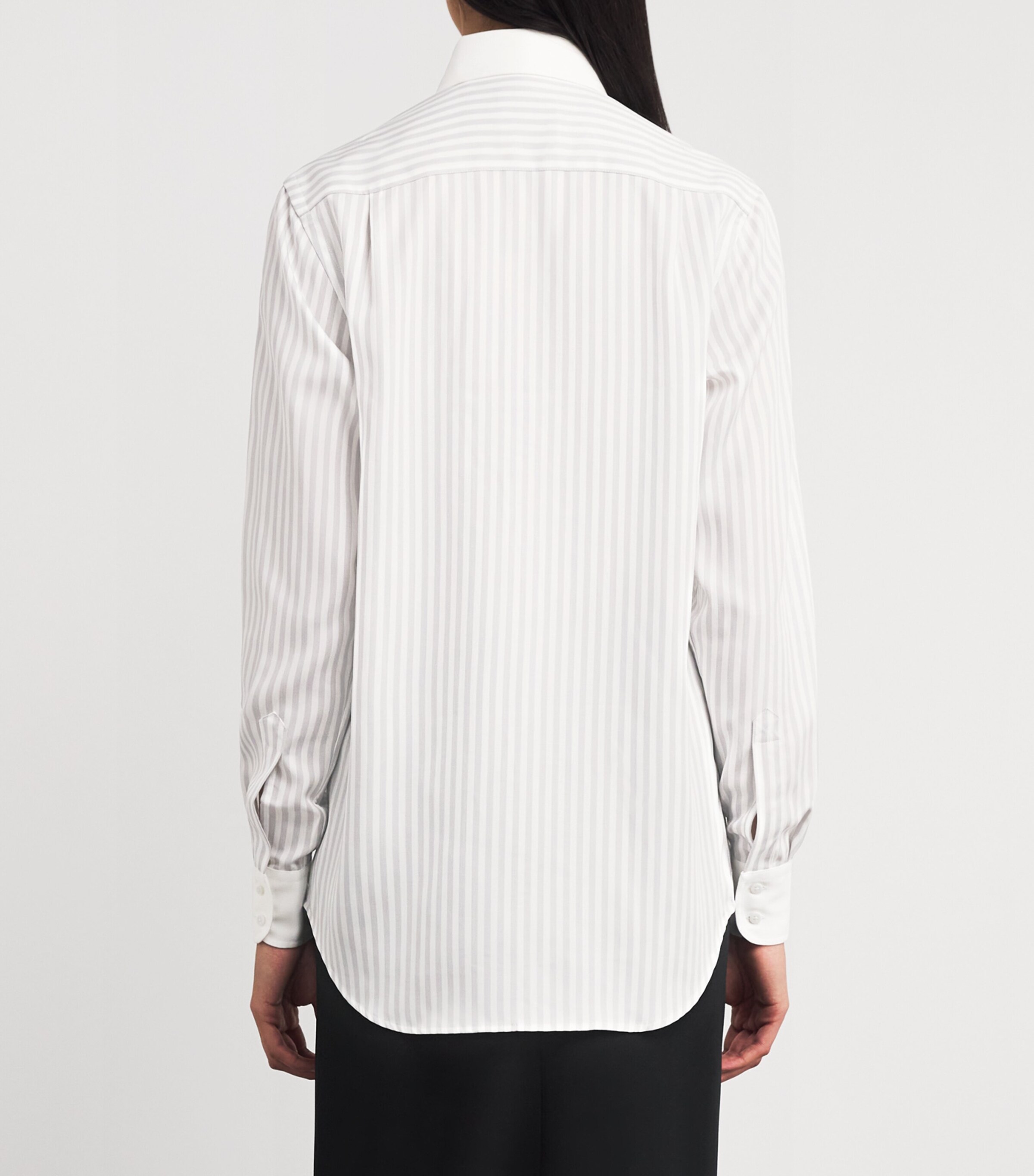 With Nothing Underneath Womens Tencel The Boyfriend Shirt Silver Stripe Image 4