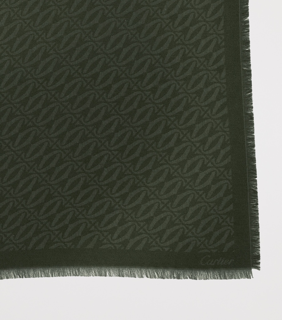 Silk-Wool C de Cartier Shawl GREEN Image 3