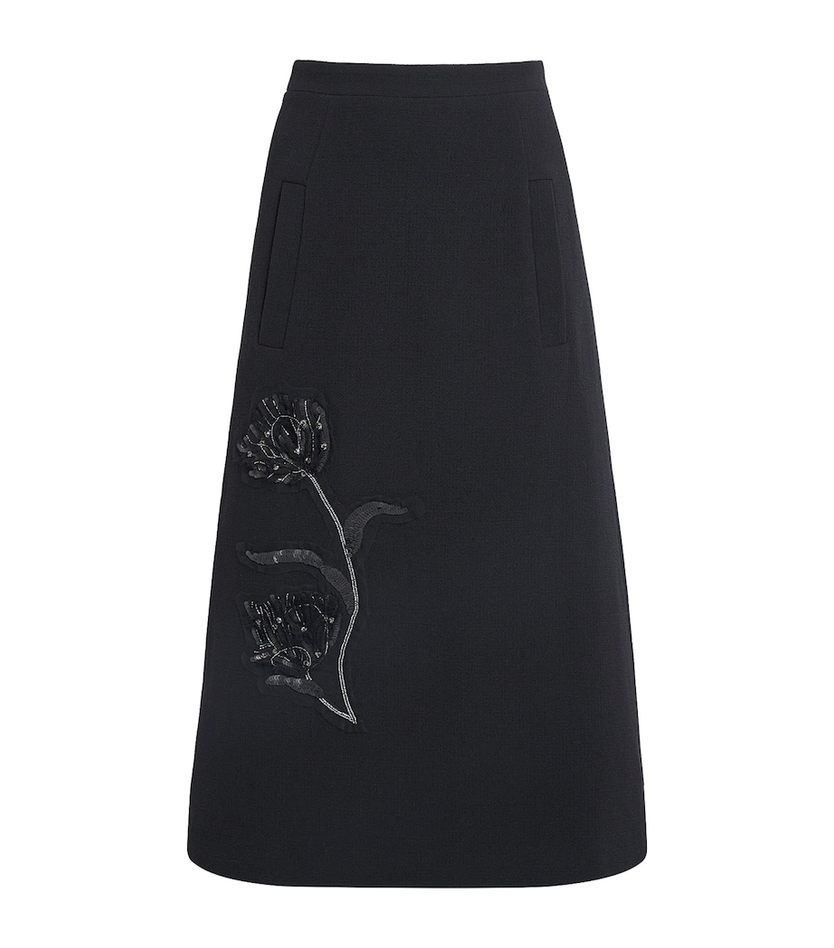 Huishan Zhang Womens Wool Evelina Midi Skirt Black Image 1