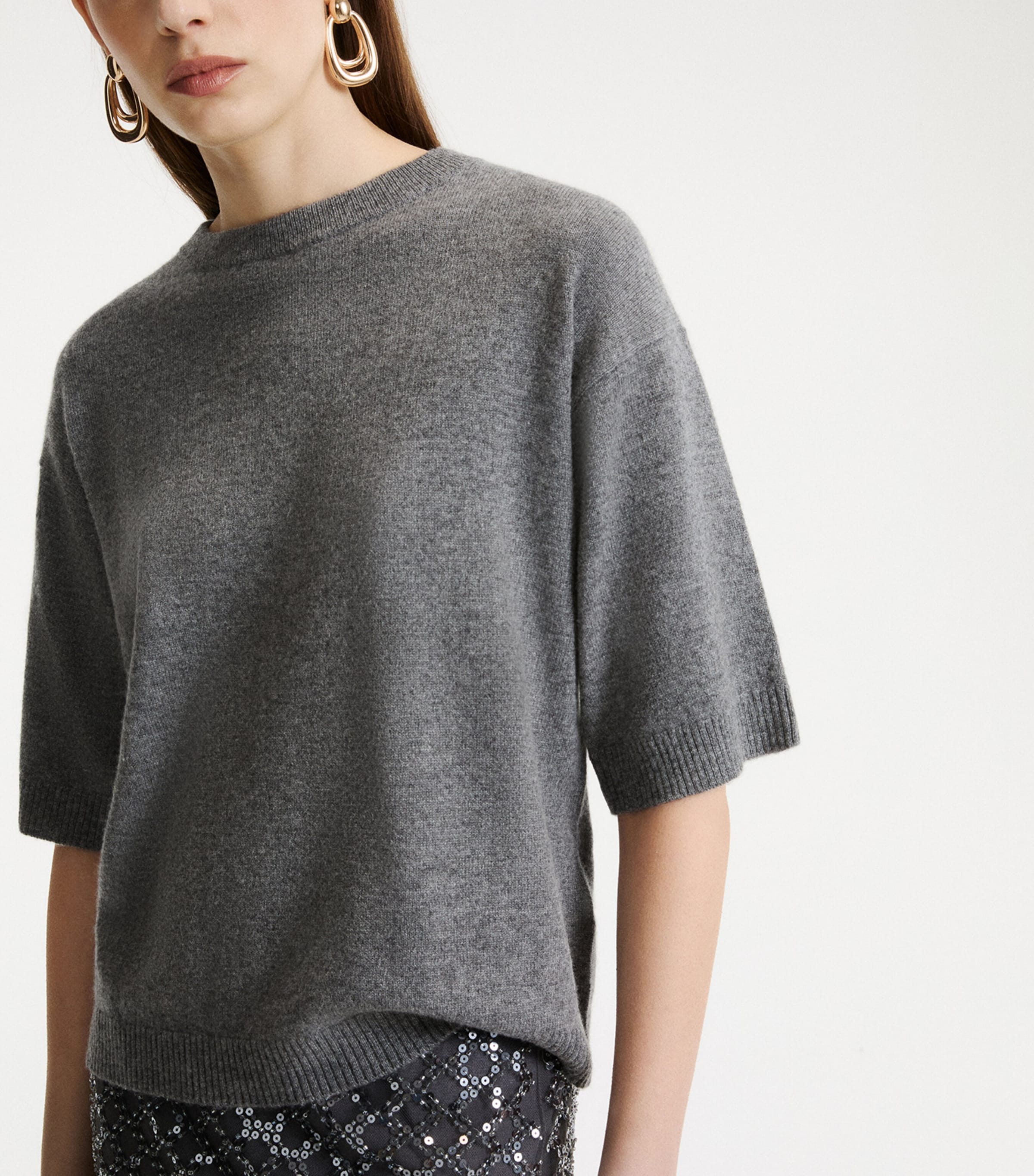 Marella Womens Wool-Cashmere Sweater Medium Grey Image 4