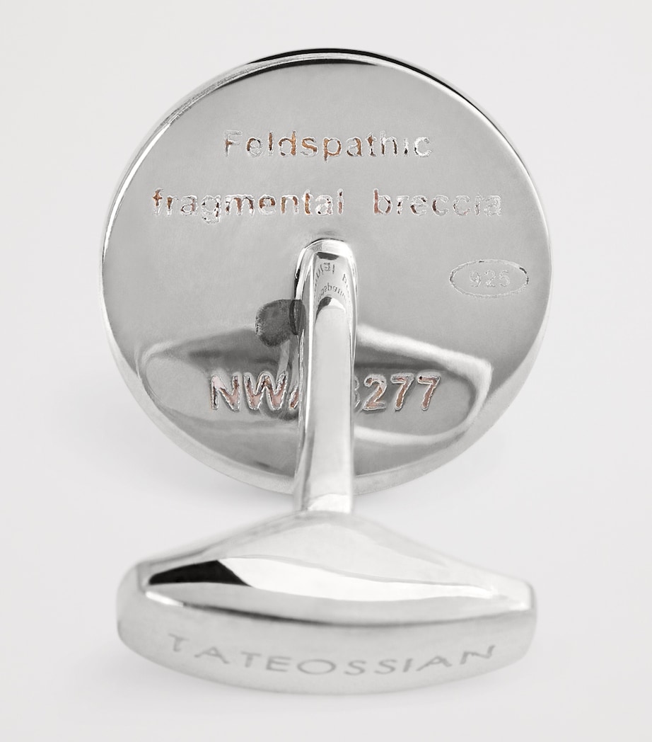 Tateossian Silver and Lunar Breccia Meteorite Cufflinks Yellow Gold Image 5