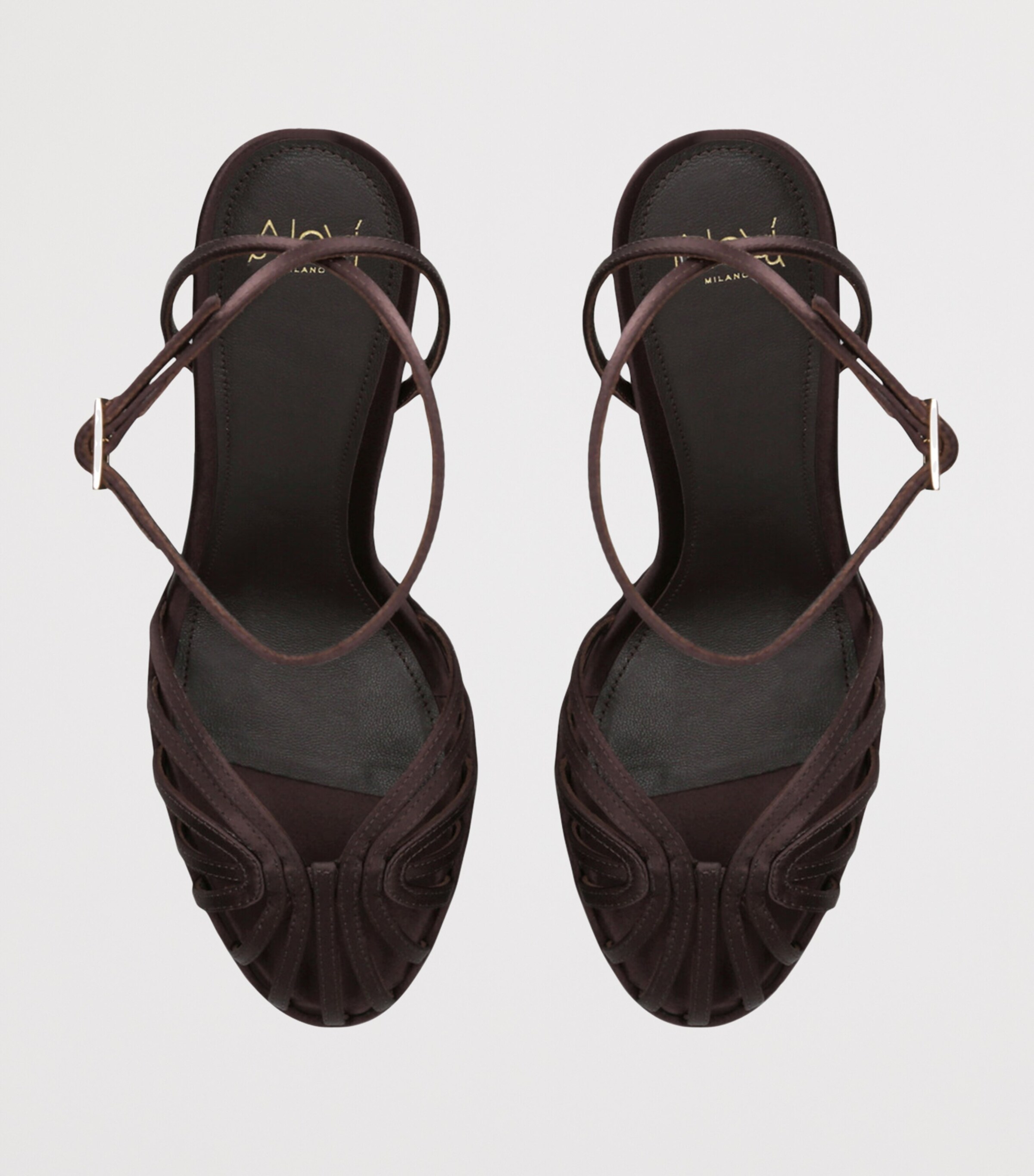 Alevì Satin Eva PF Platform Heels 135 Dark Brown Image 4