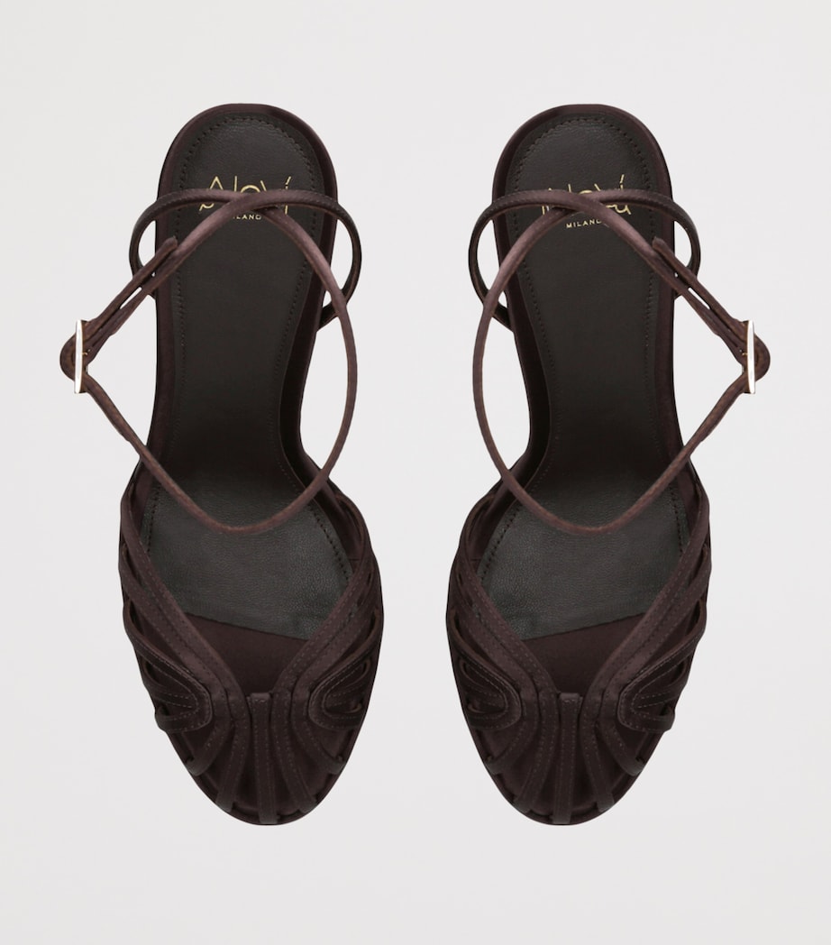 Alevì Satin Eva PF Platform Heels 135 Dark Brown Image 4