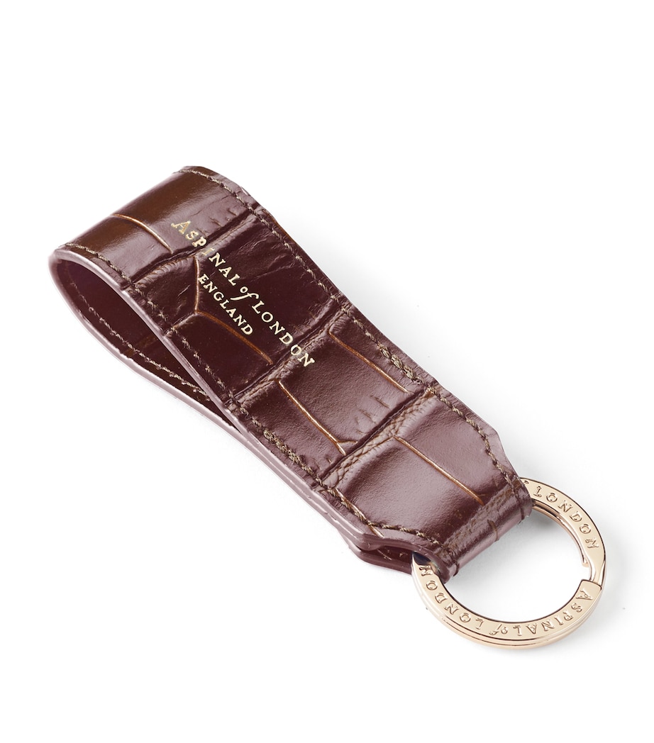 Croc-Embossed Leather Loop Keyring AMAZON BROWN Image 2