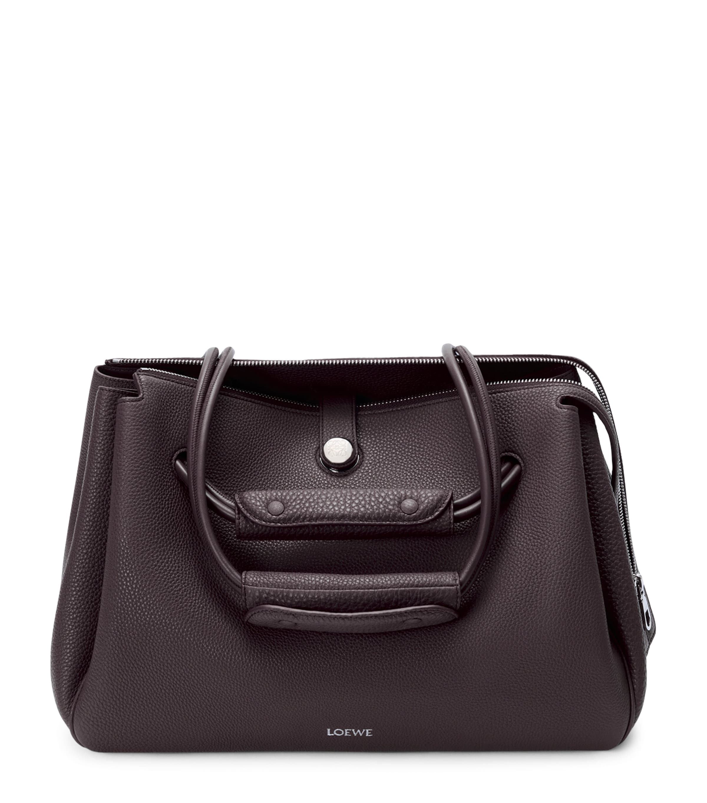 Loewe Large Leather Madrid Shoulder Bag In Brown