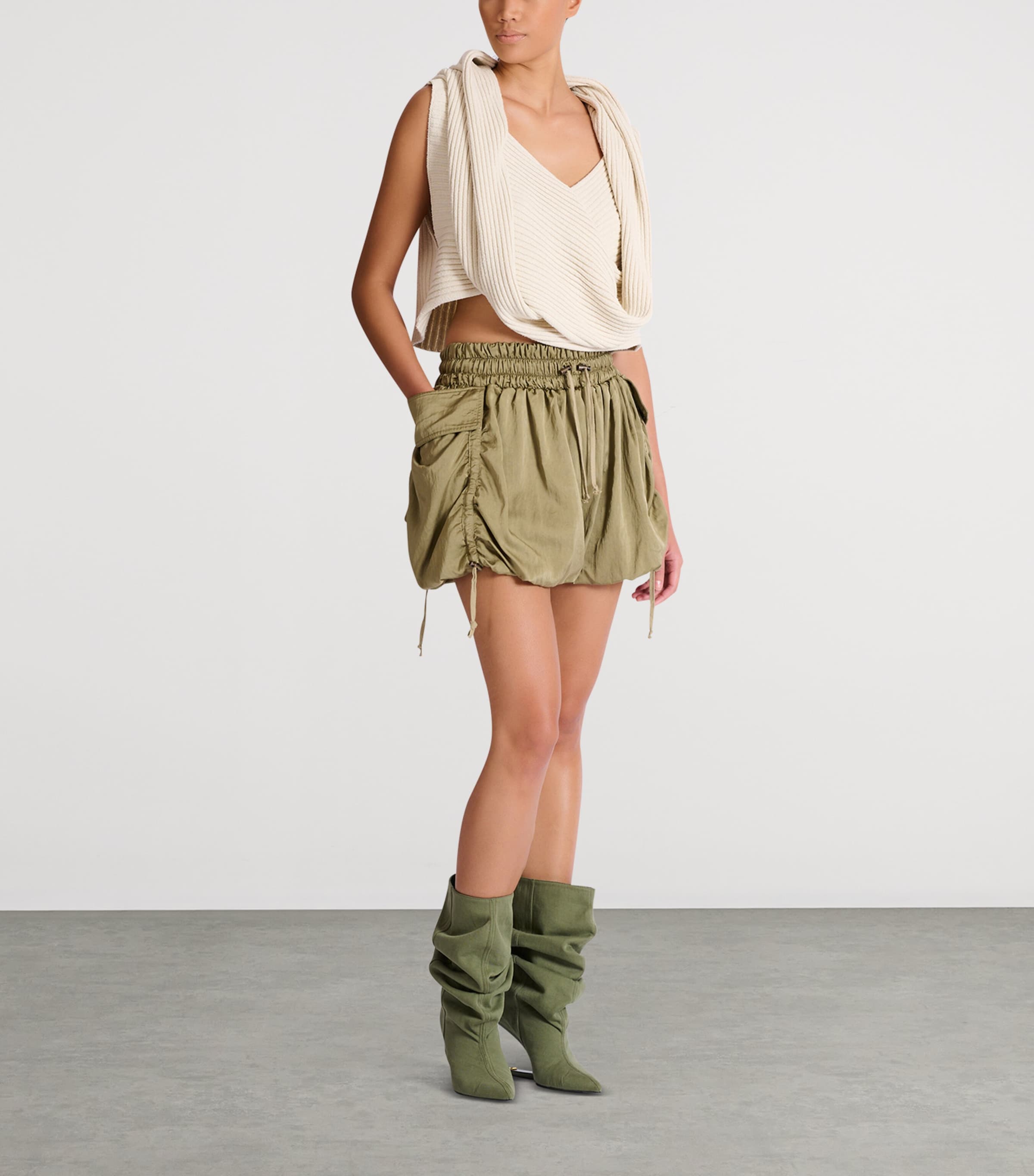 Twill Drawstring Shorts 7GS VERT PALE Image 4