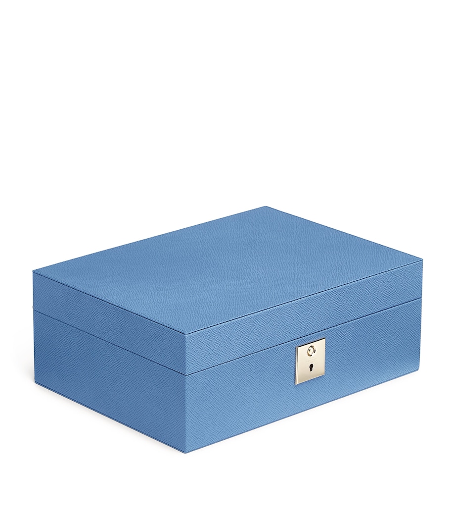 Smythson Leather Panama Jewellery Box Nile Blue Image 2