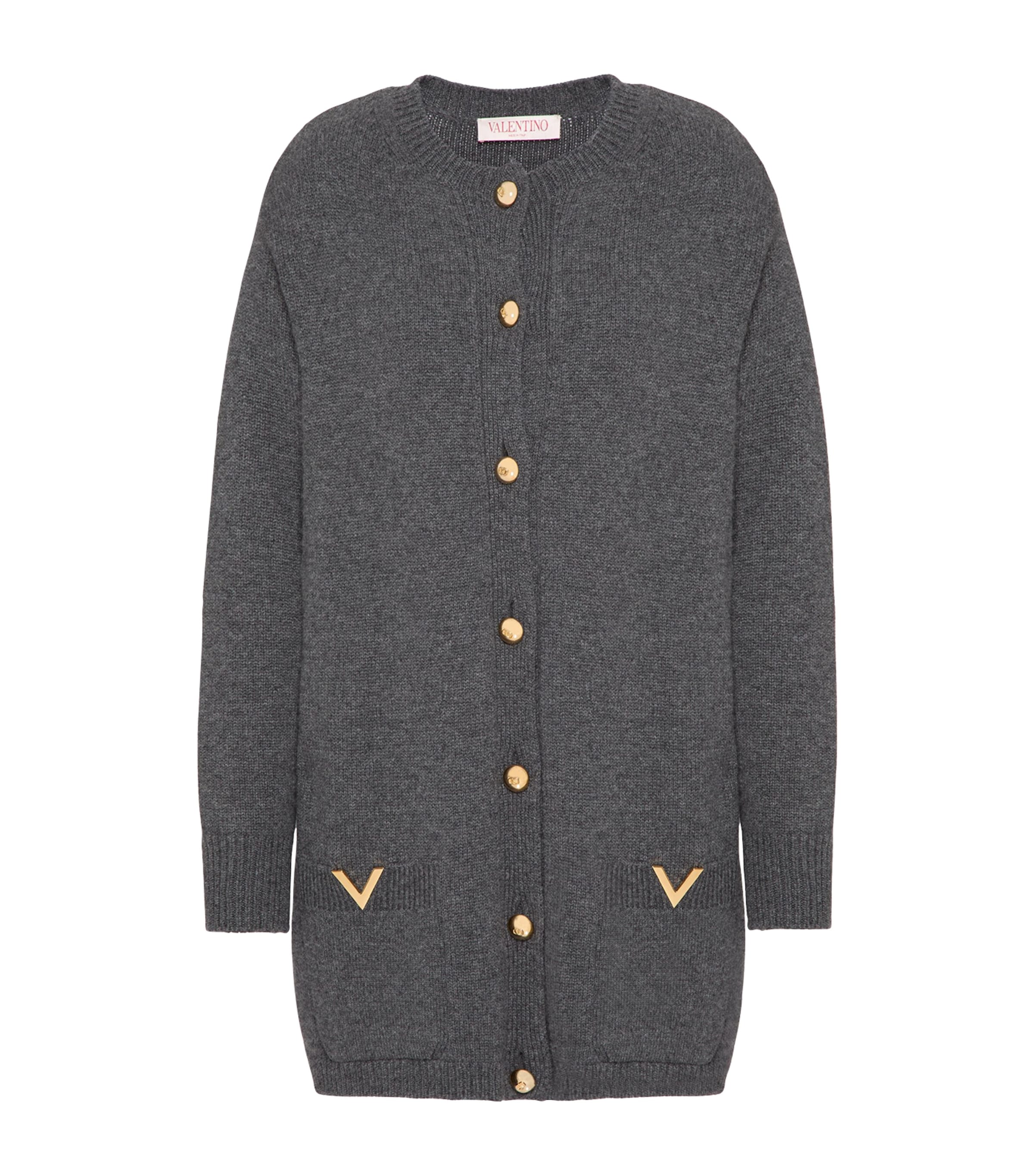 Valentino Virgin Wool Oversized Cardigan In Grey