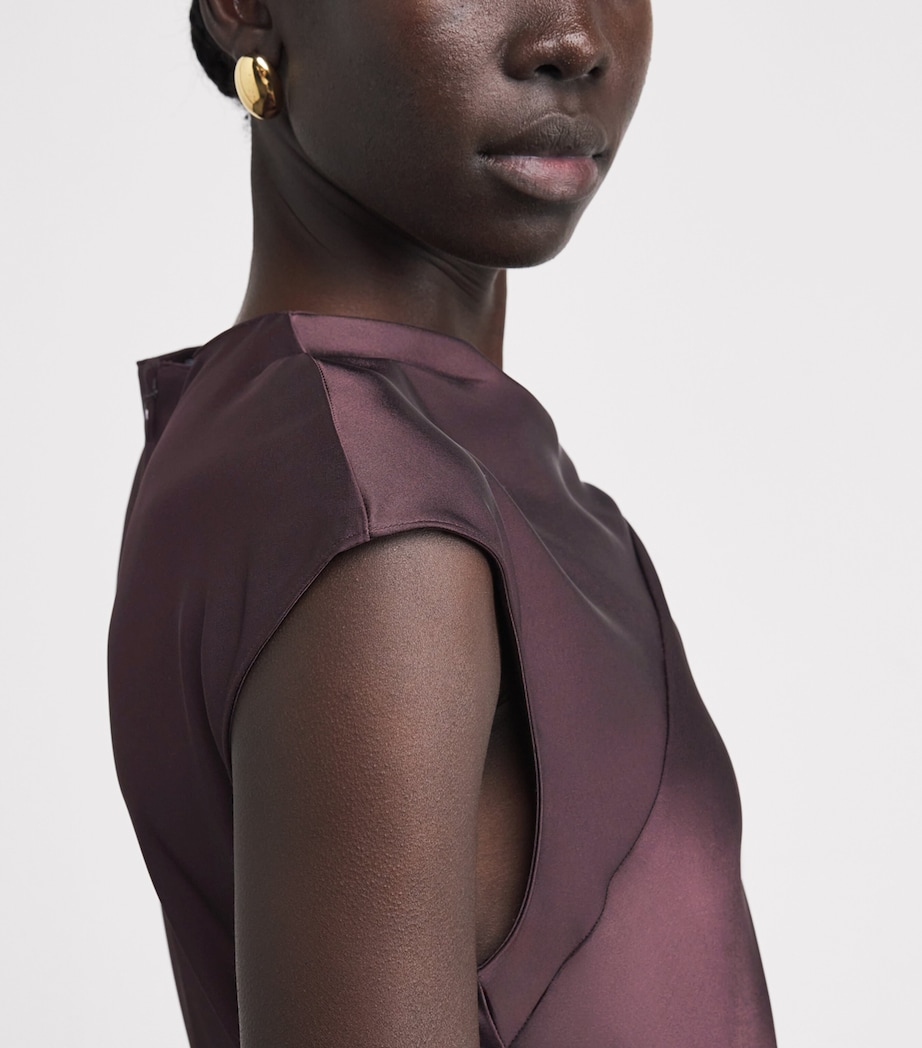 Satin Twisted Midi Dress HFR-DEEP PLUM Image 4