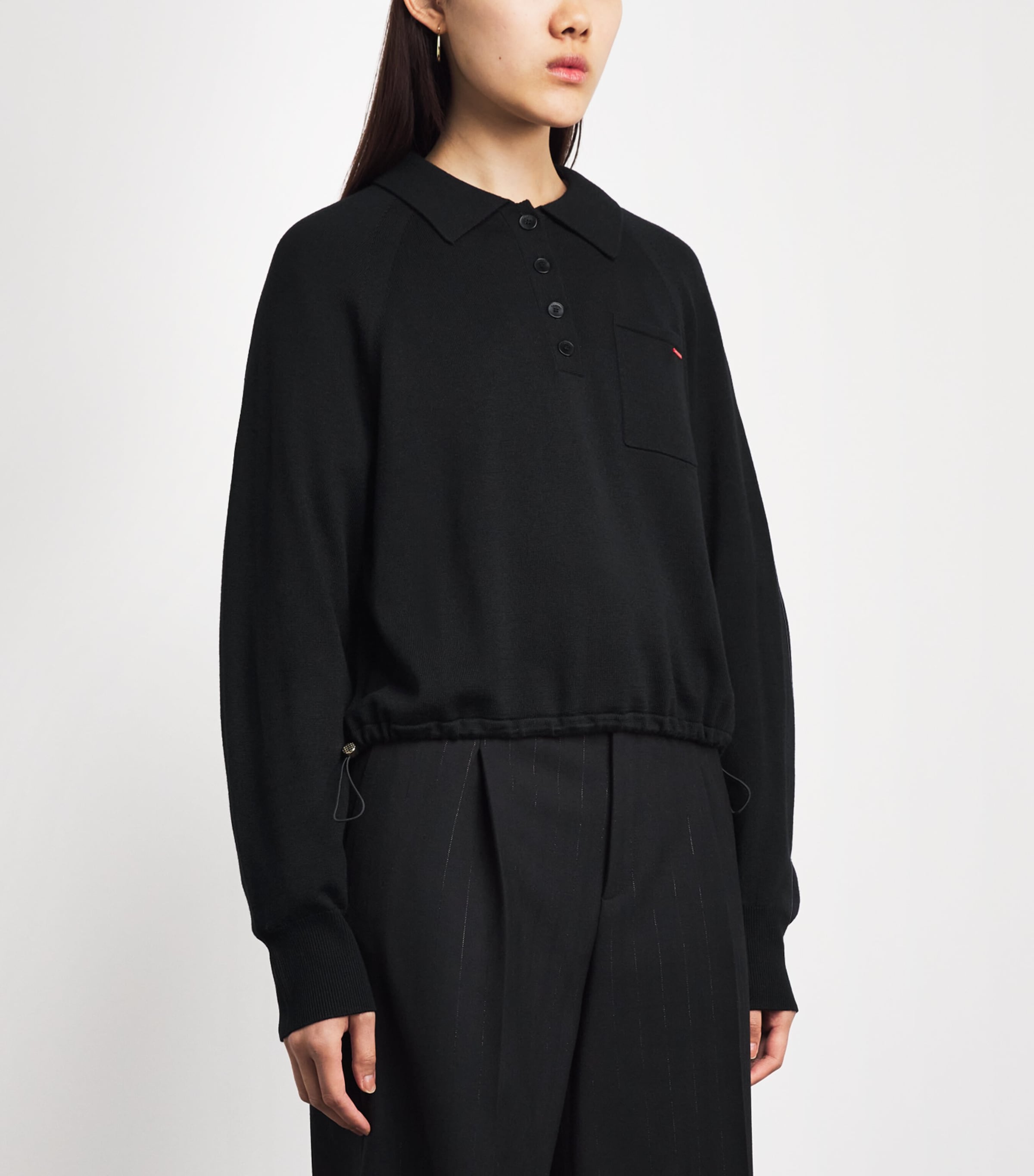 Sandro Paris Womens Wool-Blend Polo Sweater Black Image 4