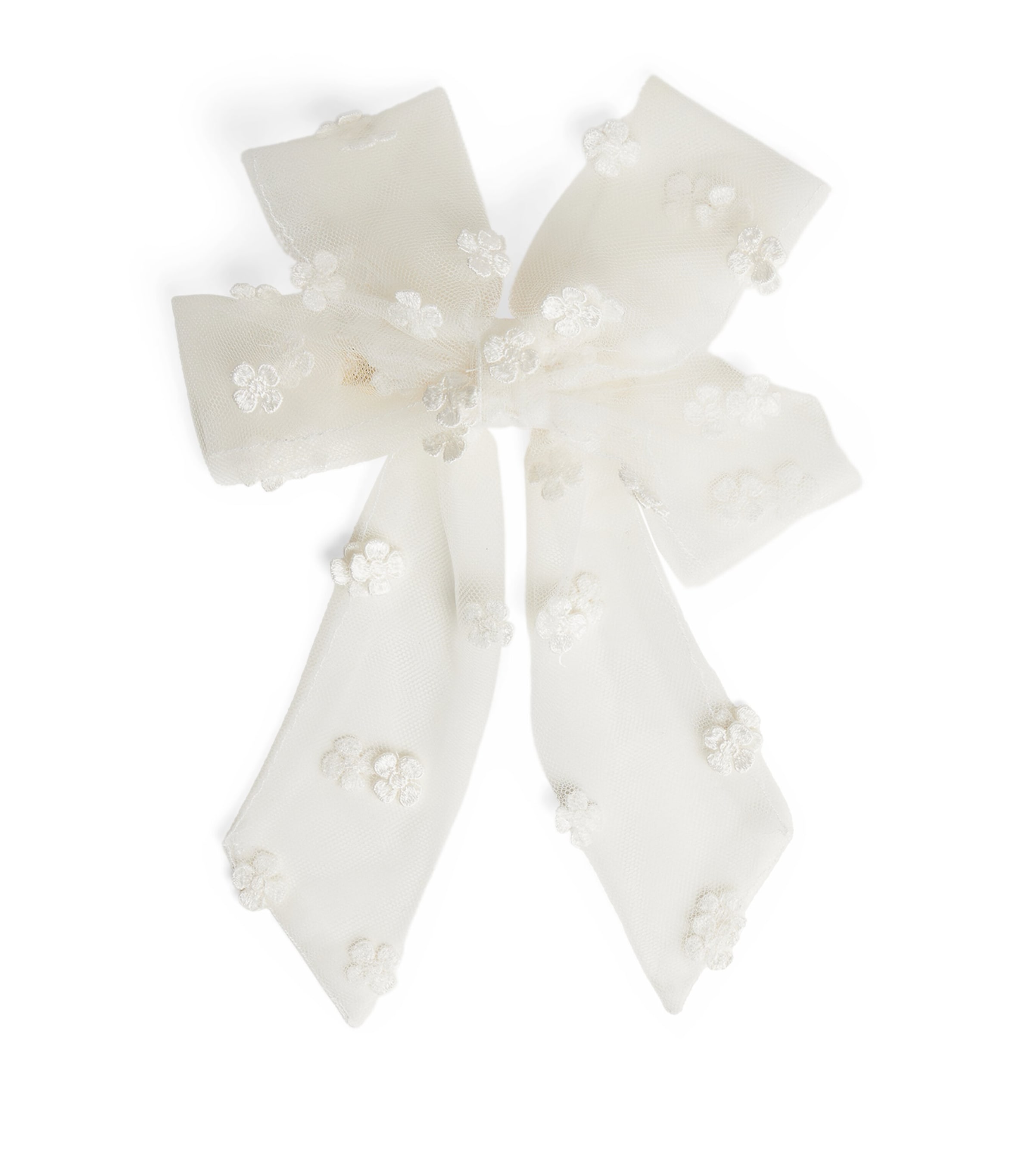 Bonpoint Kids'  Floral Bow Hair Clip In White