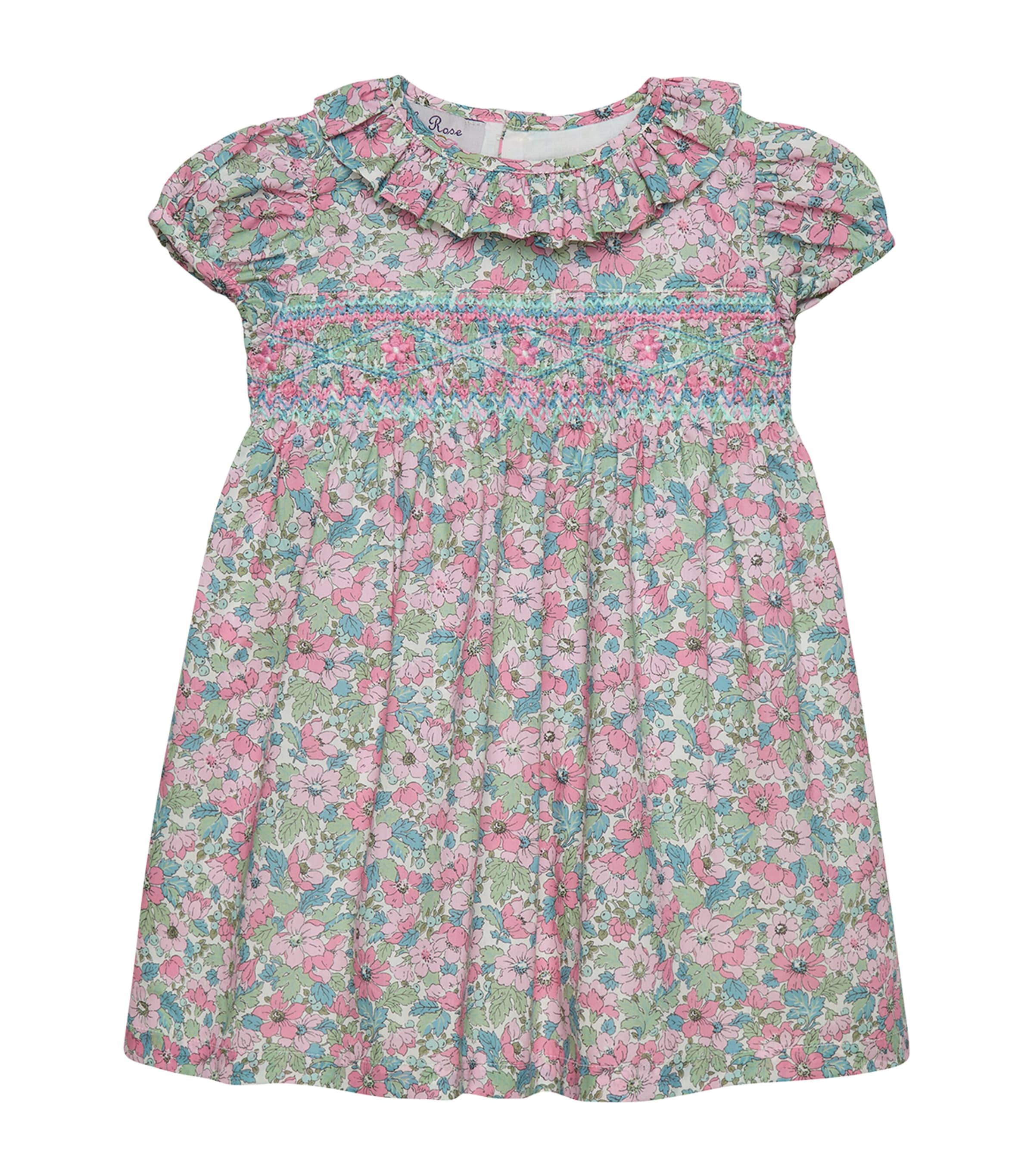 Cotton Smocked Liberty Print Dress (3-24 Months) PINK DAHLIA Image 1