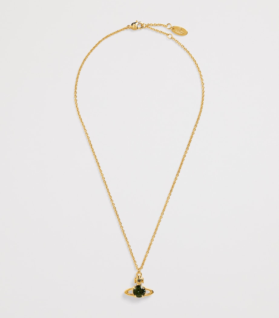 Large Reina Pendant Necklace R714 GOLD / GREEN CZ Image 3