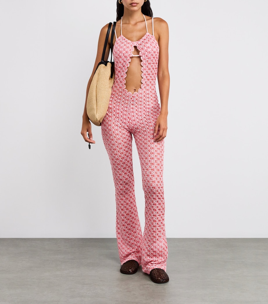 Crochet Halterneck Jumpsuit S416Y RED Image 2