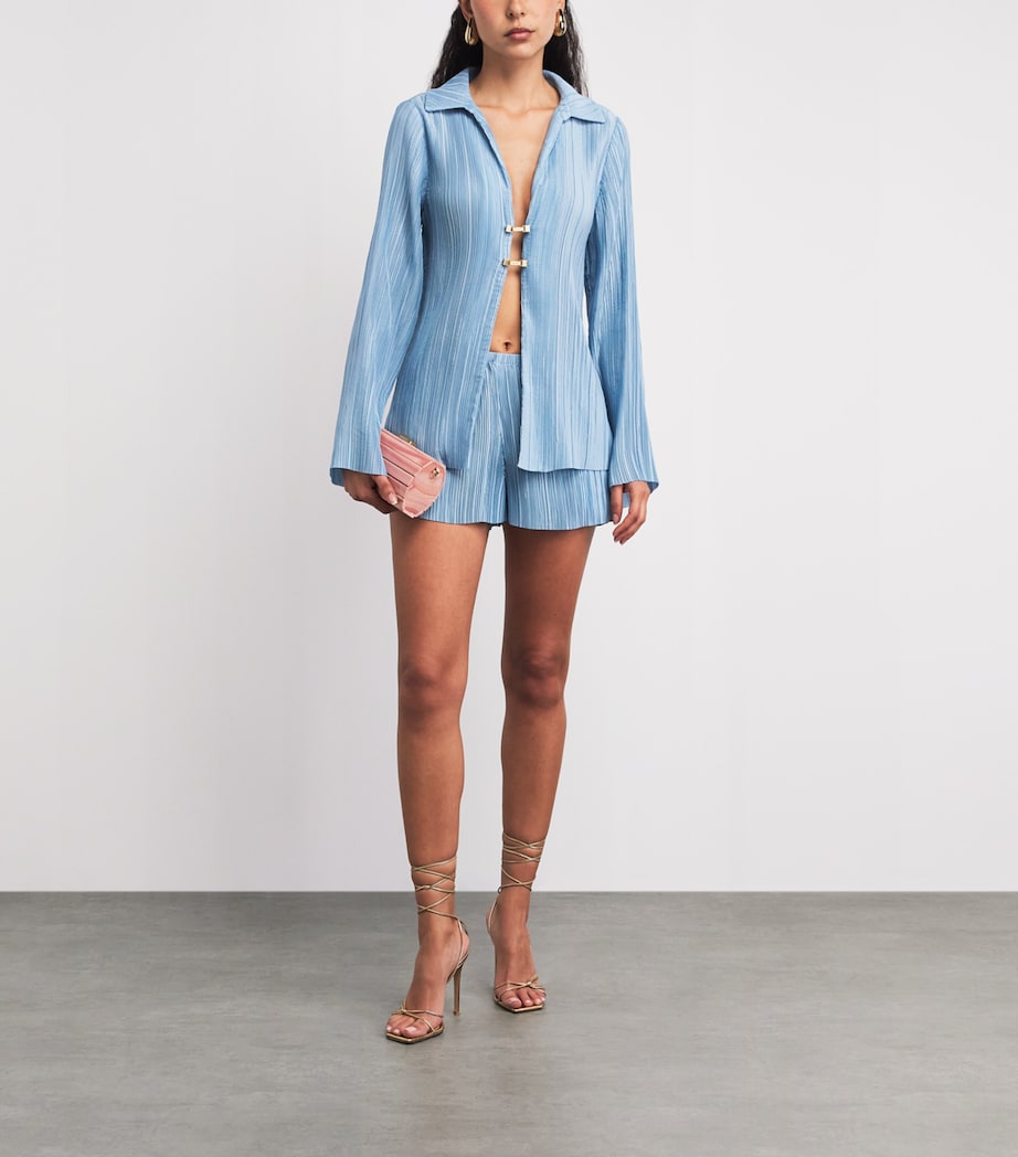 Cult Gaia Womens Clarabelle Origami Plissé Shirt Coastal Image 2