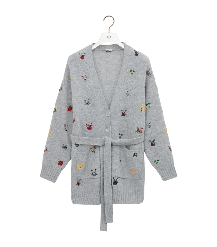 x Louis Wain Wool-Blend Belted Cardigan GREY/MULTICOLOR Image 1