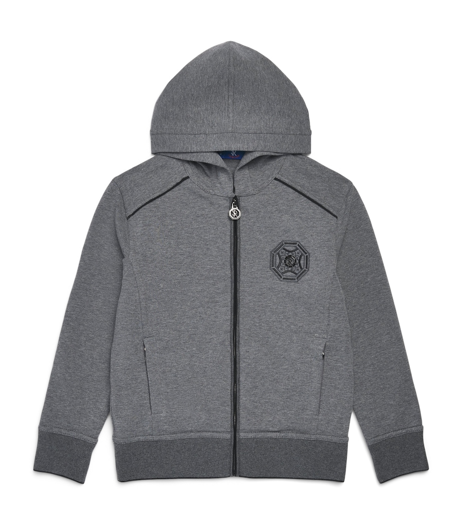 Stefano Ricci Kids Cotton Zip-Up Hoodie (4-16 Years) Greyc. Image 1