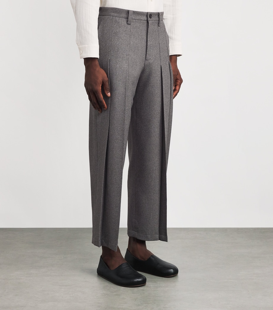 Tweed Pleated Trousers 12-GRAY Image 3