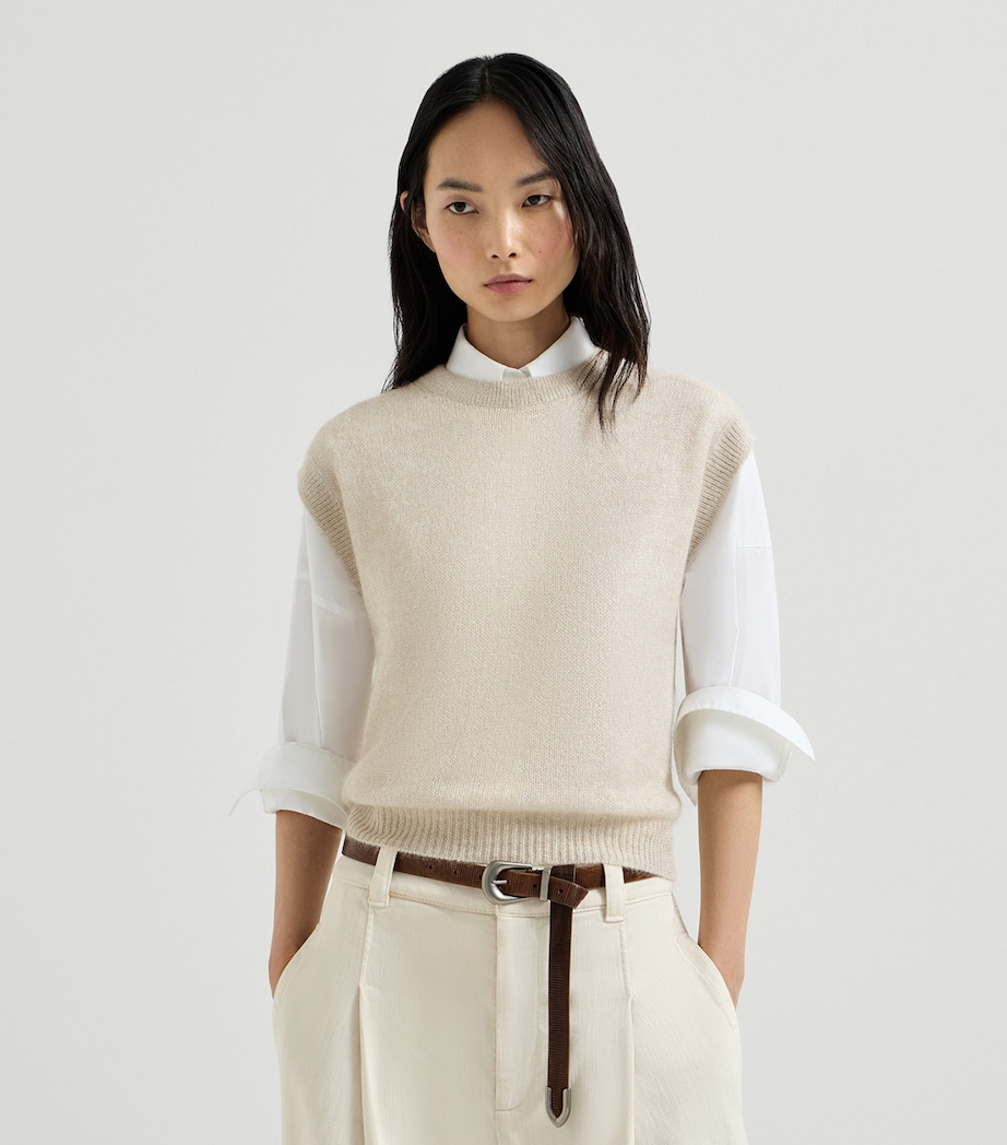 Brunello Cucinelli Womens Mohair-Blend Sweater Vest Avorio Image 4