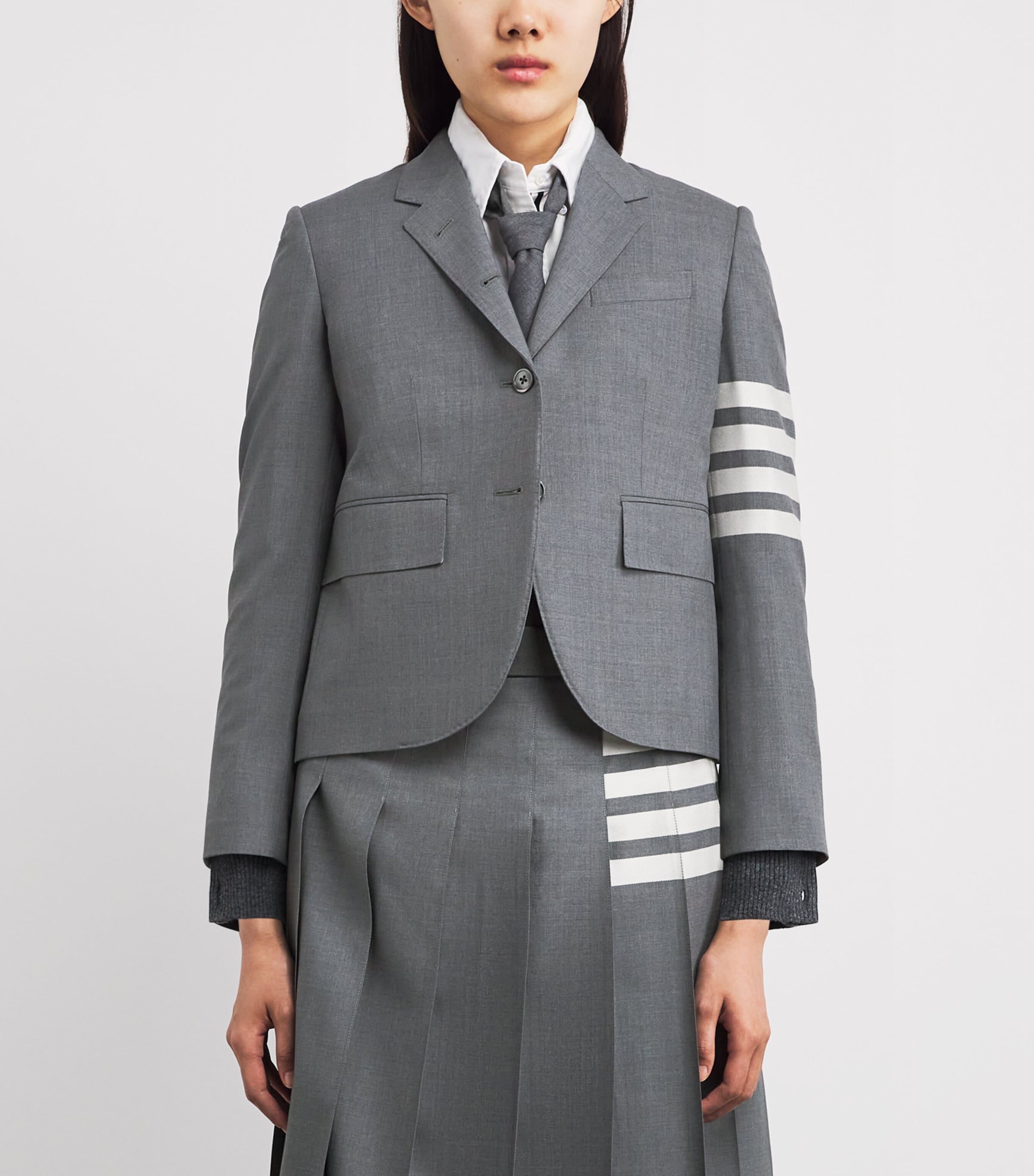 Thom Browne Womens Wool High Armhole Sport Coat Med Grey Image 4