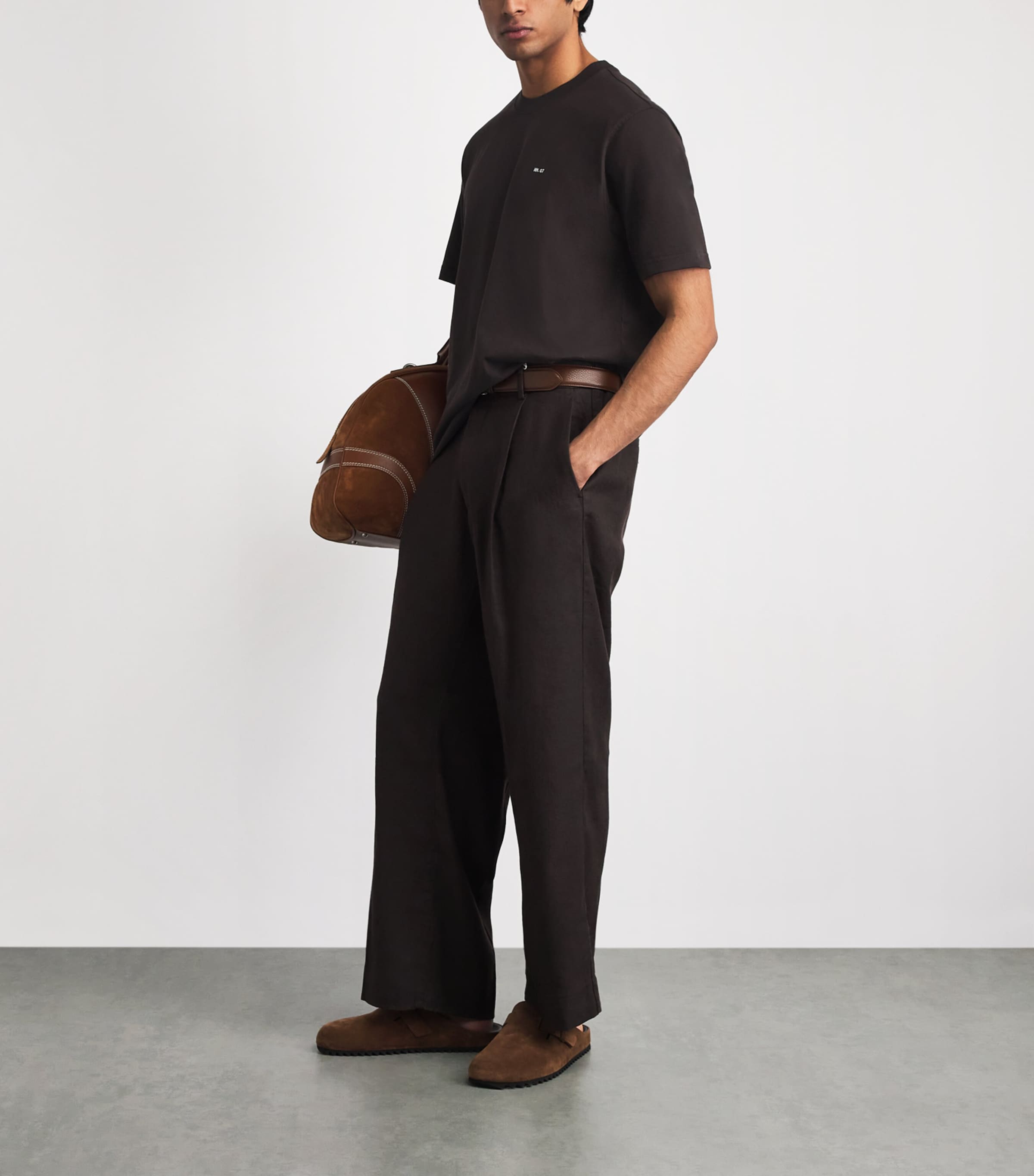 NN.07 Mens Pima Cotton Logo T-Shirt Deep Truffle Image 2