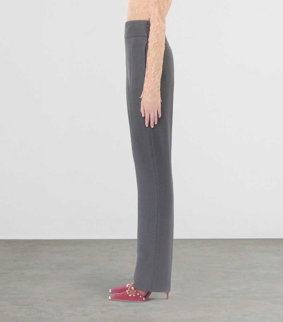 Valentino Womens Silk-Wool Straight Trousers Image 4