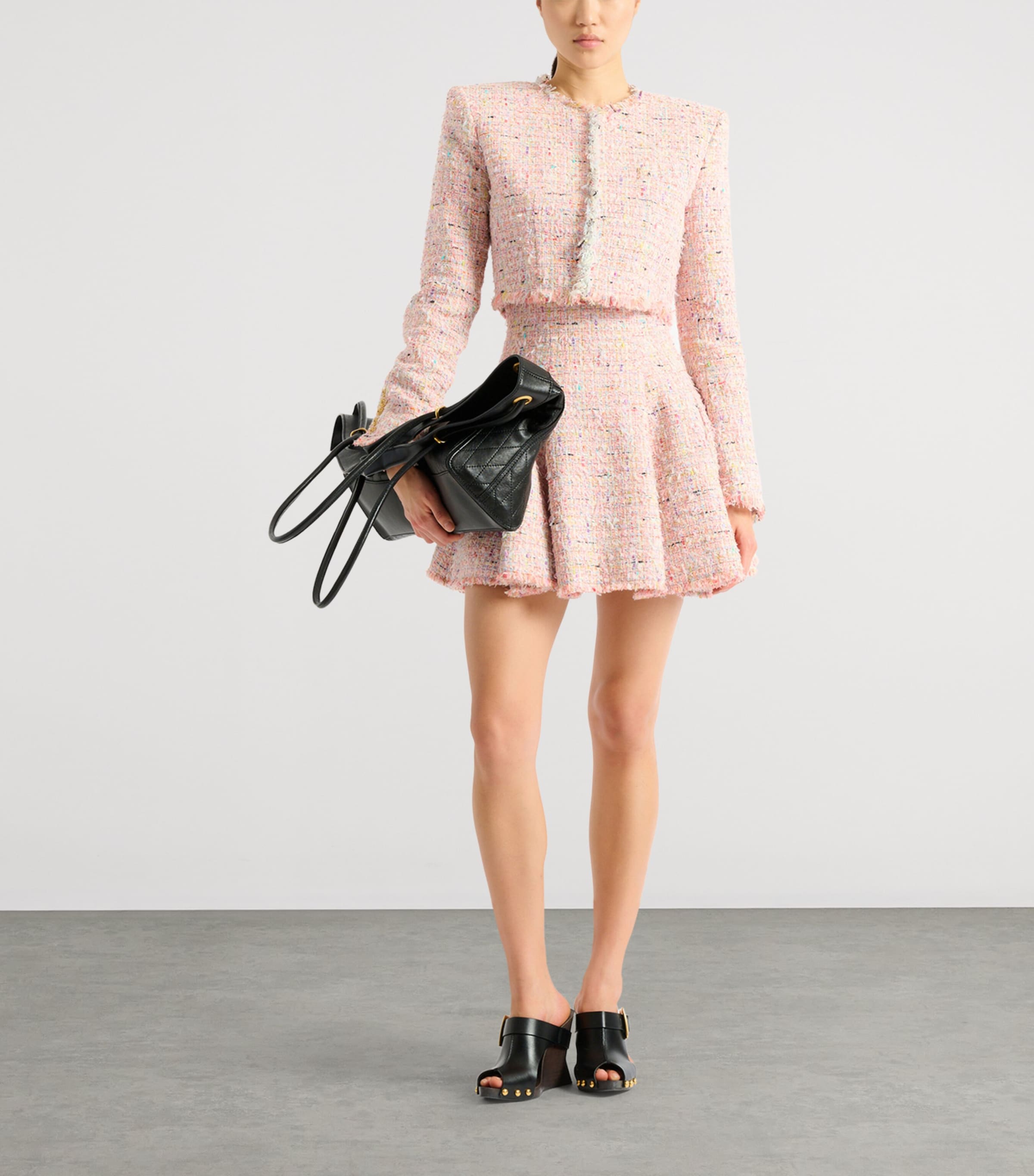 Balmain Womens Tweed cropped jacket Aaa Multicolore Image 2