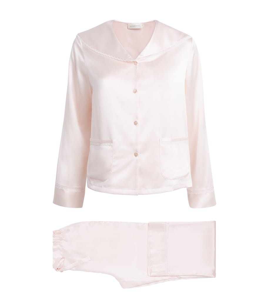 MANITO Womens Mulberry Silk Effie Pyjamas Ballet Pink Image 1