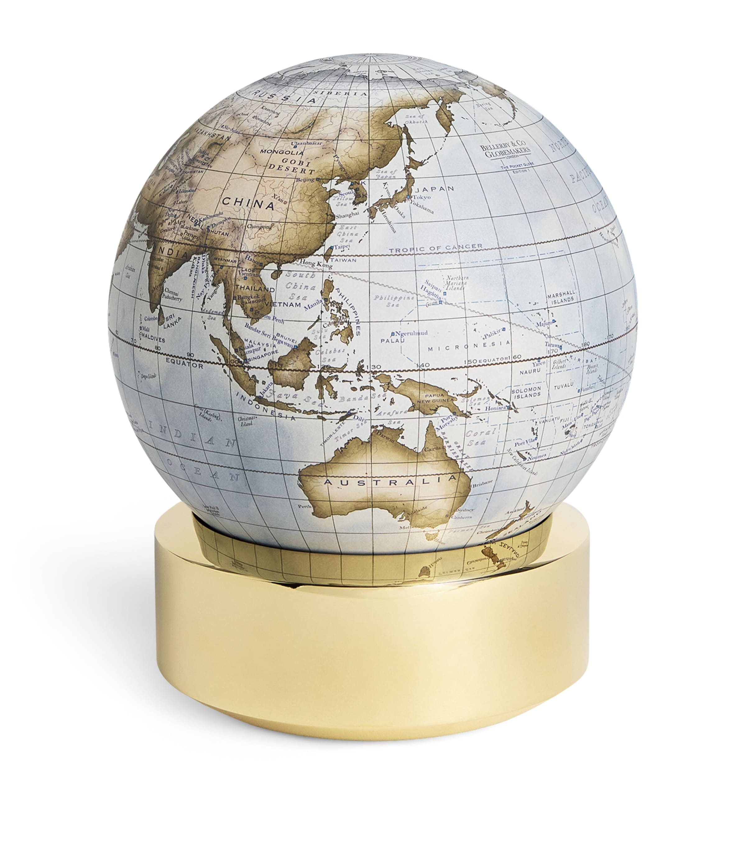 Bellerby Bronze Glacial Blue Pocket Globe In Blue